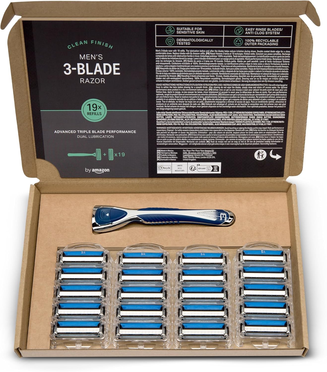 Thumbnail 1 de by Amazon Men's 3 Blade Razor with 19 Cartridges – A pragmatic, all-in-one grooming option