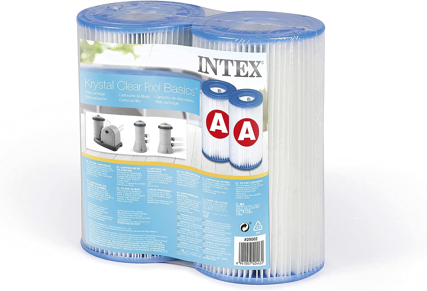 Detalle 2 de Intex 29002 — Cartuchos Tipo A (2 unidades) para filtros de piscinas