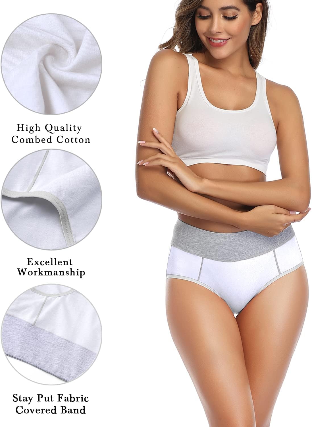 Detalle de wirarpa Damen Baumwolle Taillenslip Hochtaillie – 5er Pack