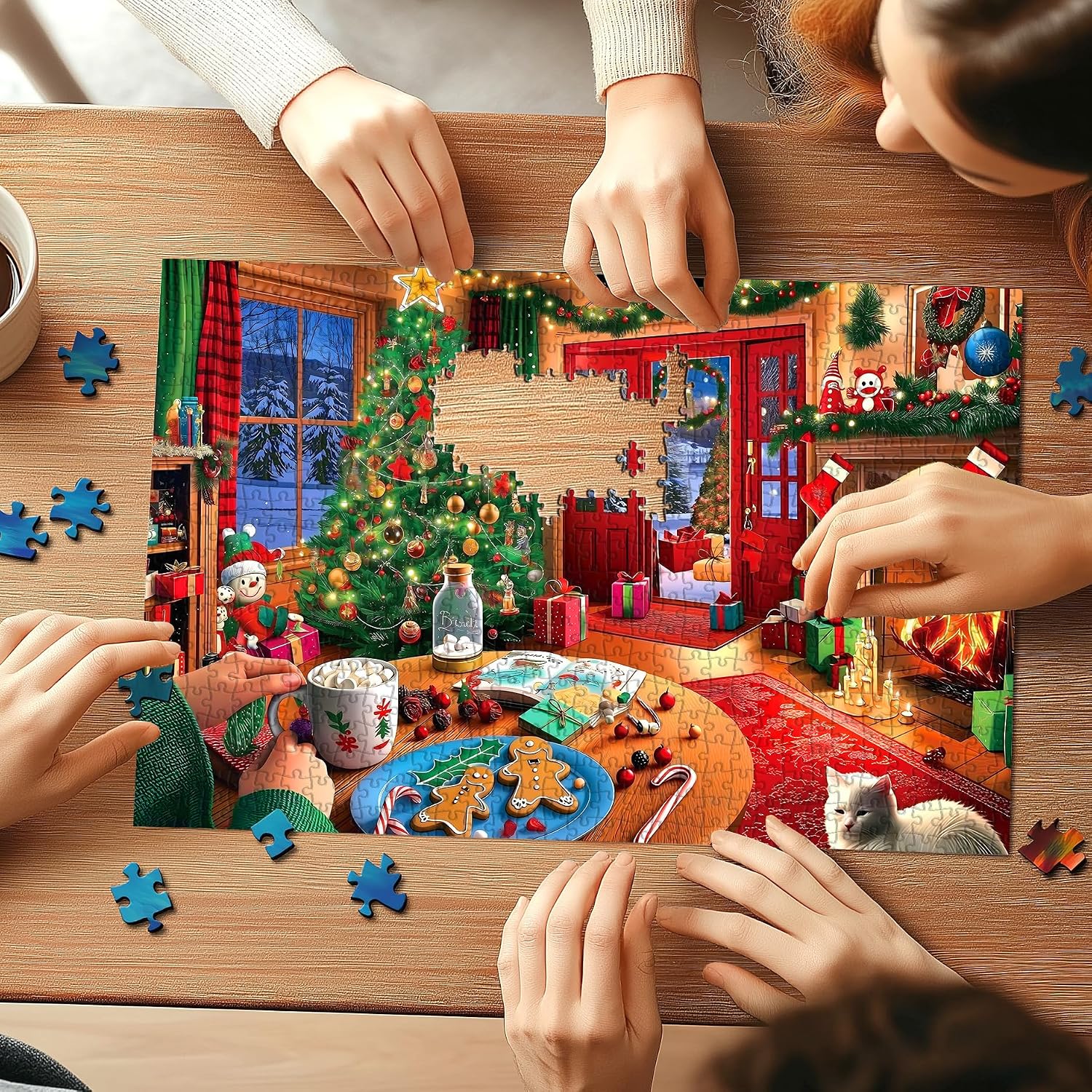 Detalle 1 de Blueforest BFJIUJIU-01099 1000-Piece Christmas Cottage Jigsaw Puzzle