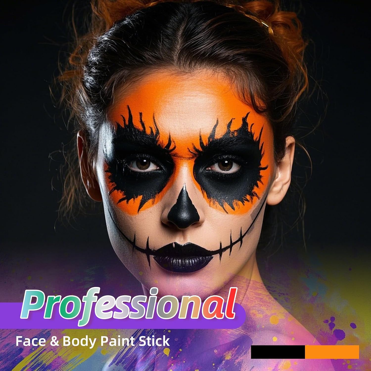 Detalle 2 de YBUETE Orange Face & Body Paint: professionelle Orange Gesichtsfarbe für Halloween, Cosplay und SFX-Make-up