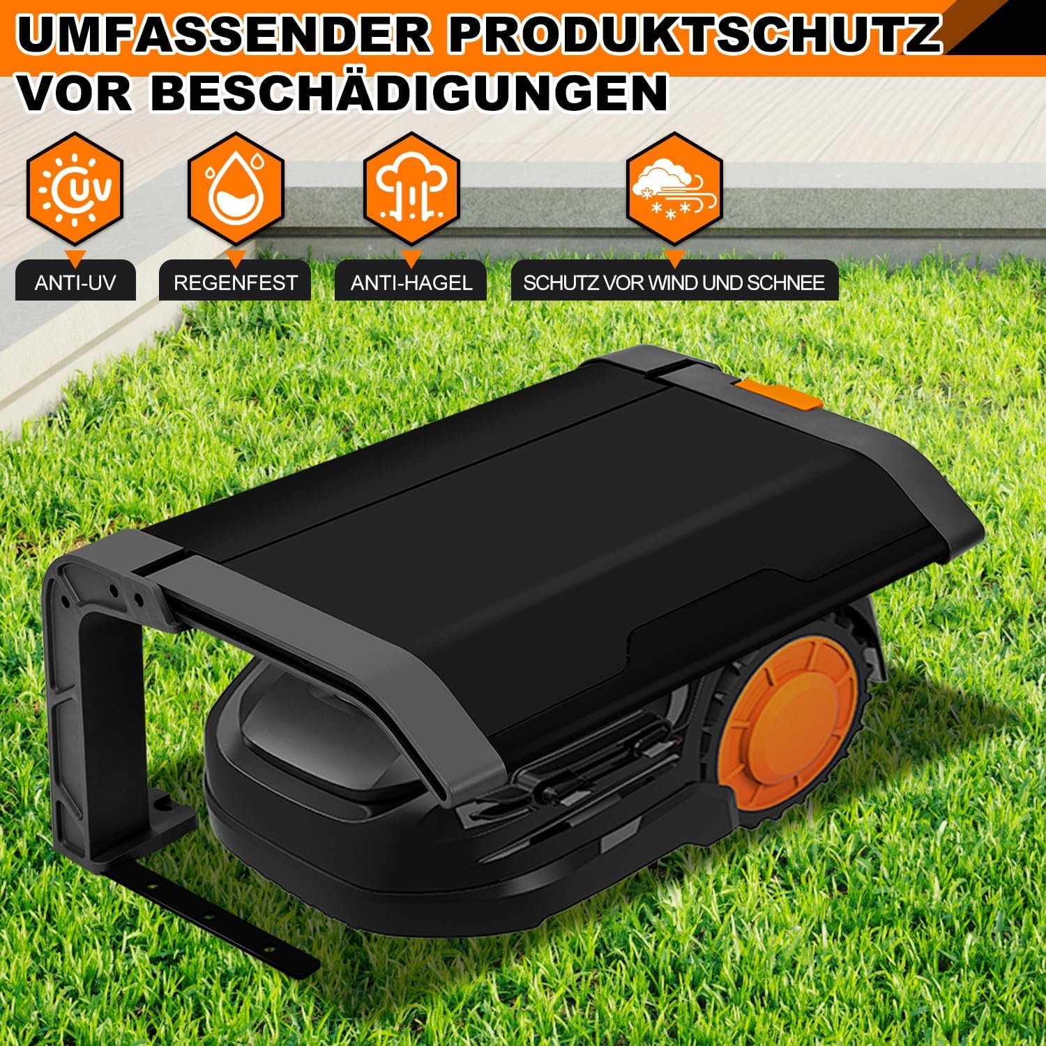Thumbnail 5 de Herrselsam Schutzüberdachung für Rasenroboter – klappbare Mähroboter-Garage mit Dach (72 × 56 × 36 cm, UV- und UV-Schutz)