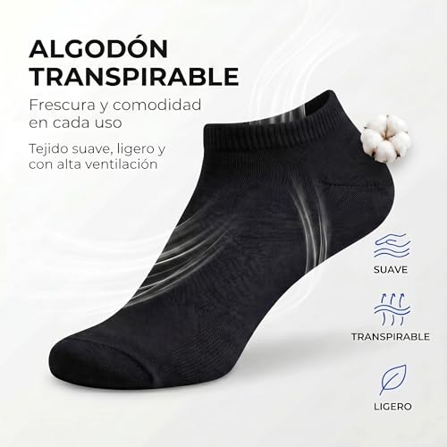 Detalle 2 de PS PROUTHS 12 Pares: Calcetines tobilleros 90% algodón para hombre y mujer