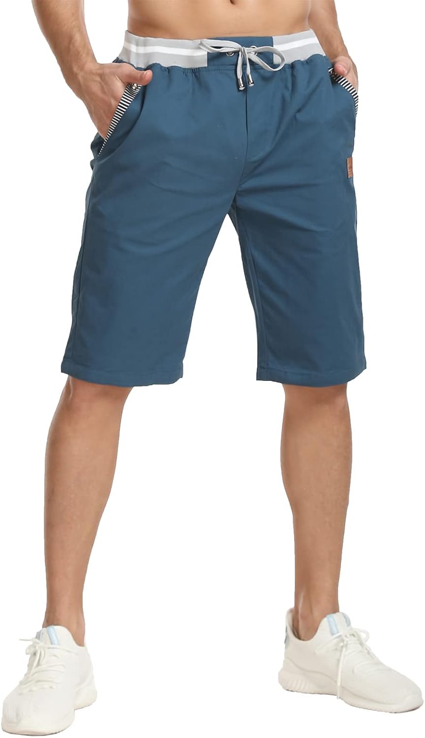 Detalle de JustSun Kurze Hosen Herren Shorts Chino Baumwolle mit Tunnelzug