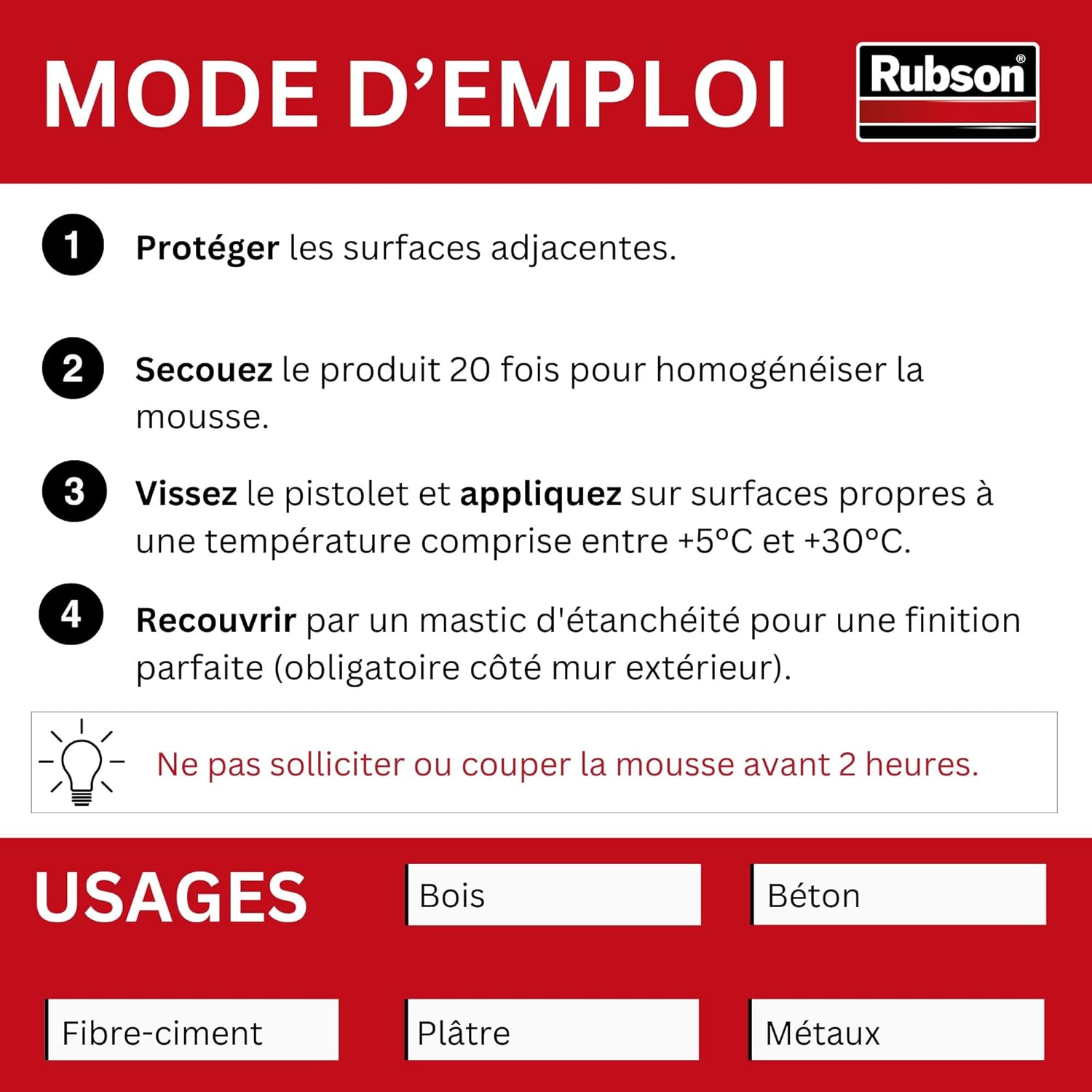 Thumbnail 6 de Rubson - Mousse Expansive Multi-Usages (Lot de 2x345 ml) Blanche