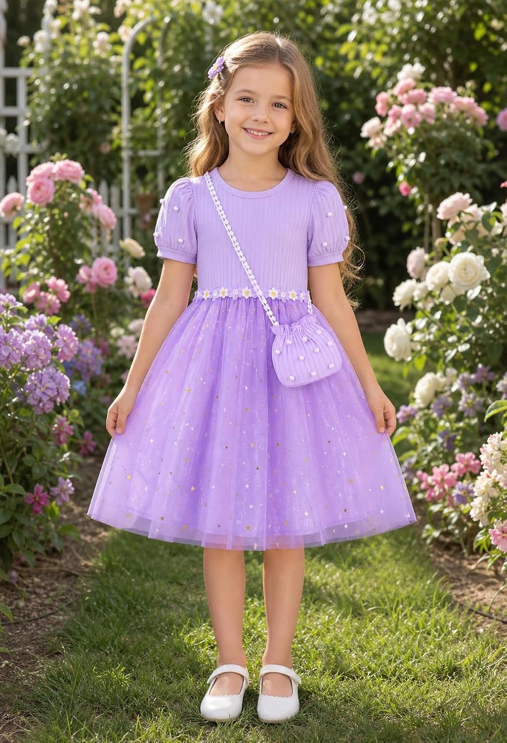 Thumbnail 3 de JiAmy zomerjurk voor meisjes, 4 jaar – 3D-vlinders, tule en ruchesmouwen