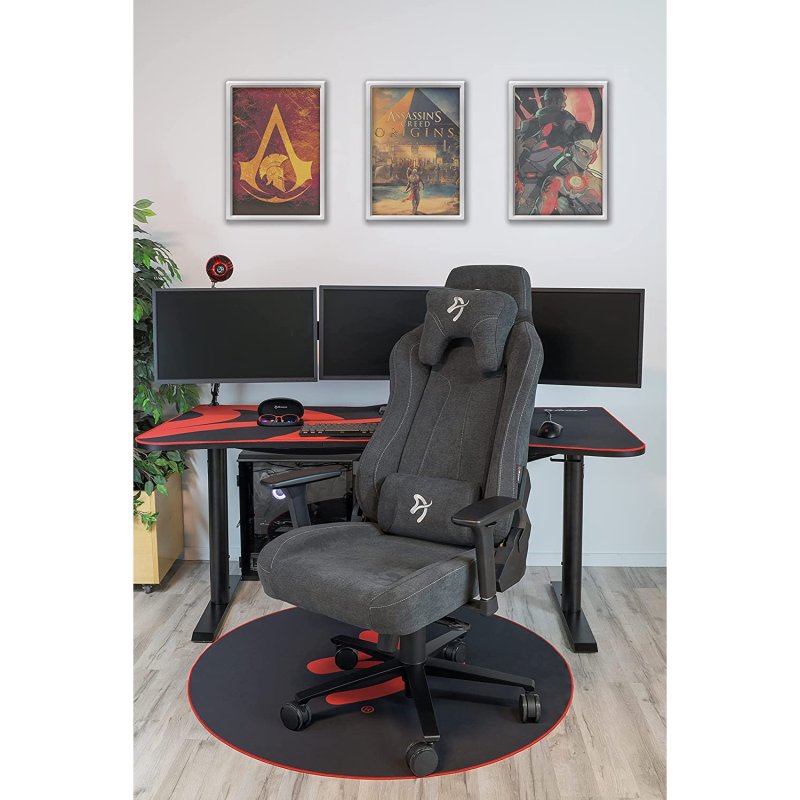 Detalle de Arozzi Vernazza Soft Fabric Silla Gaming Gris Oscuro: confort y amplitud para largas sesiones