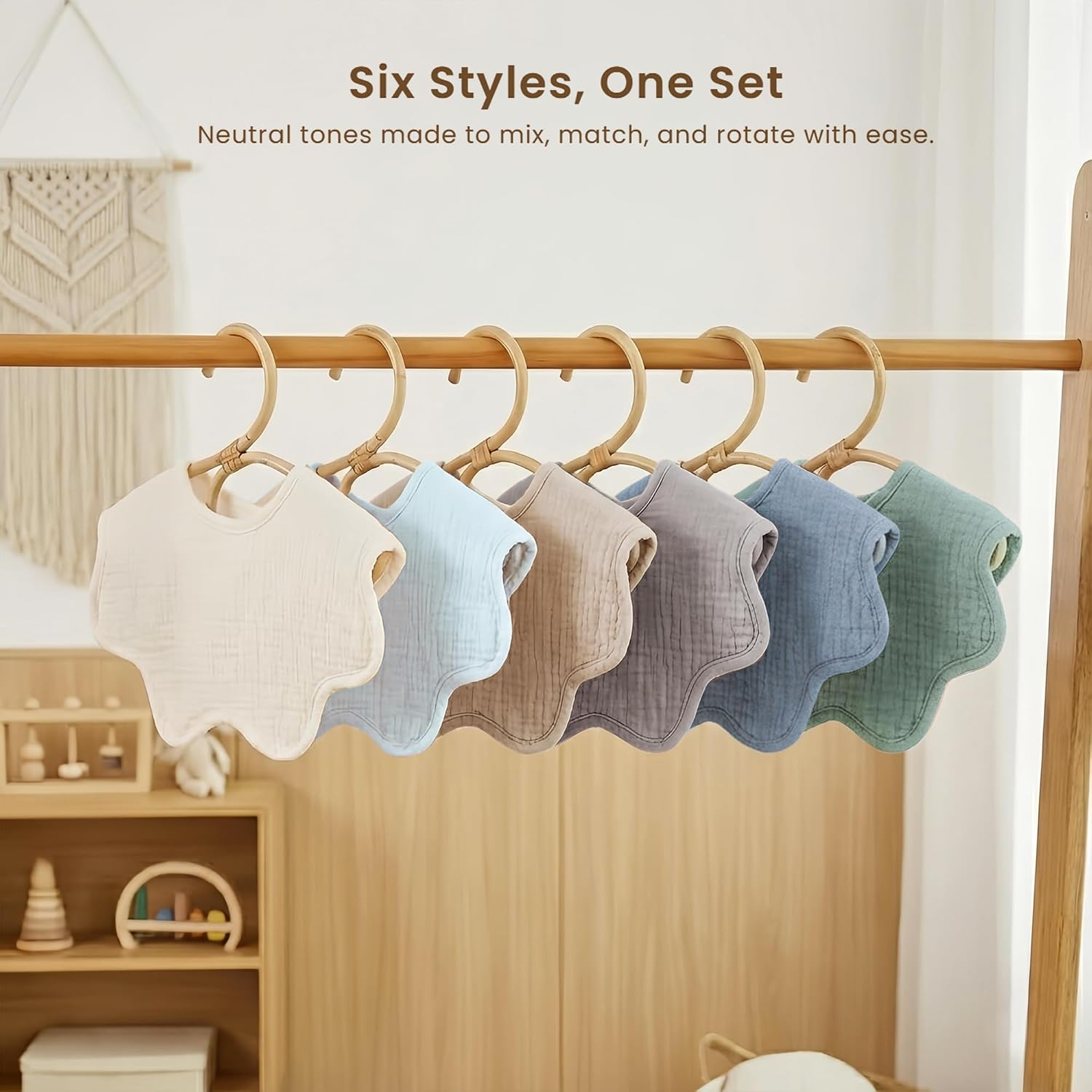 Thumbnail 6 de Konssy 6-Pack Muslin Baby Bandana Bibs, 100% Cotton, Extra-Wide Blue
