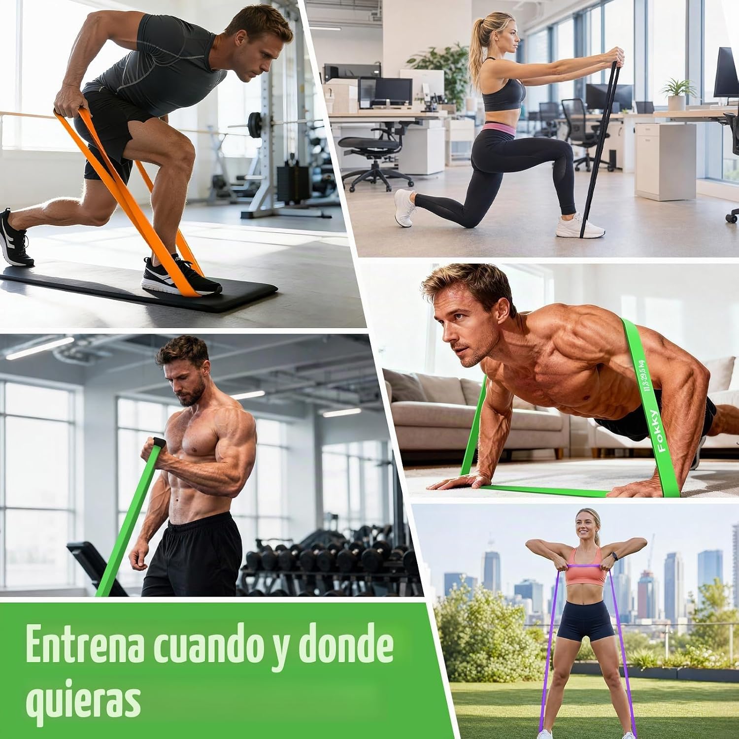 Thumbnail 5 de Fokky Gomas Elasticas de Musculacion – 4 Niveles, con Anclaje de Puerta y Protectores