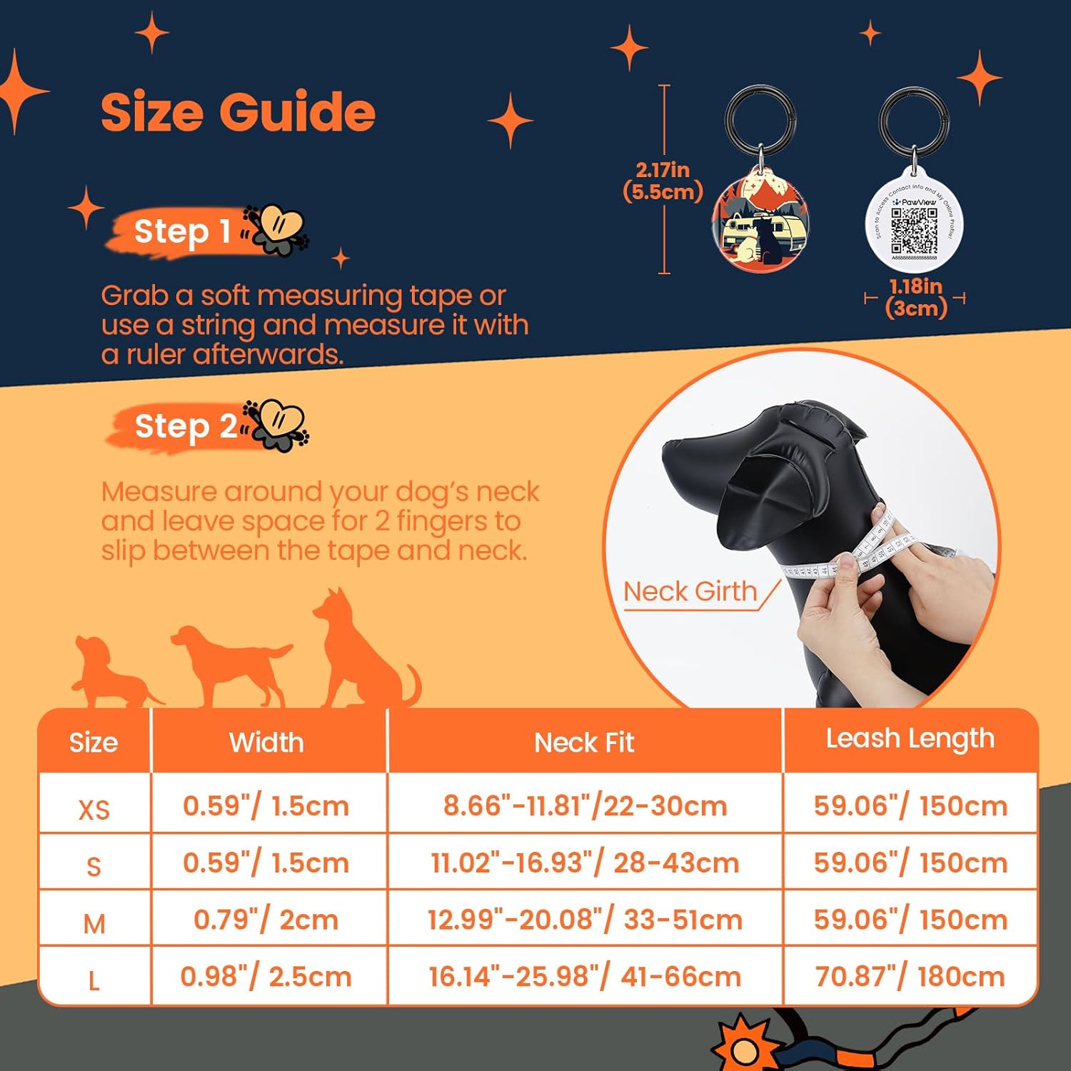 Thumbnail 6 de PawView Dog Collar and Leash Set with QR Code Tag (Adjustable Polyester Collar and Padded Neoprene Lead)