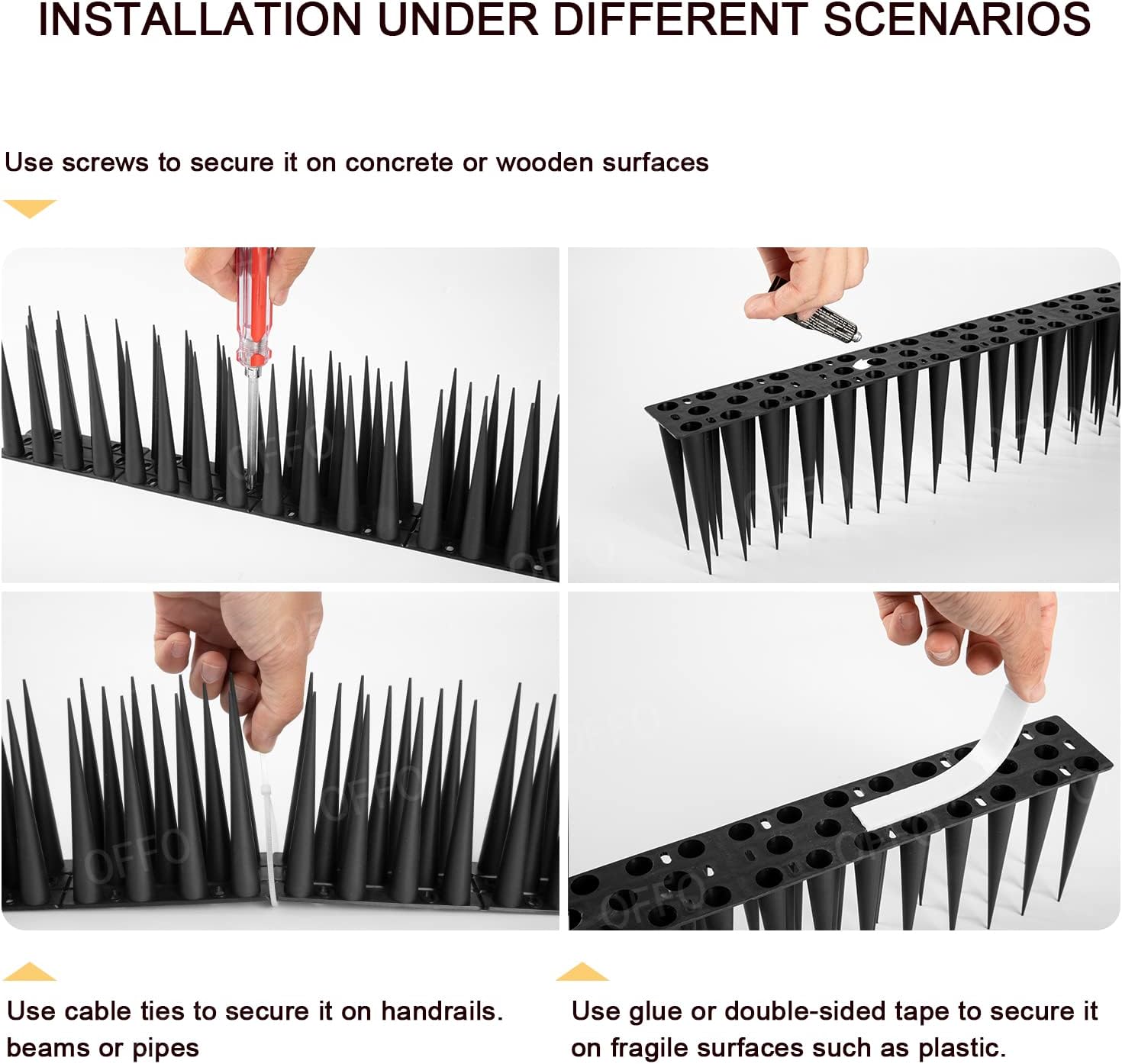 Thumbnail 6 de OFFO Bird Spikes High for Anti Pigeons – 10cm Spike Height, 2.4m Coverage, Black