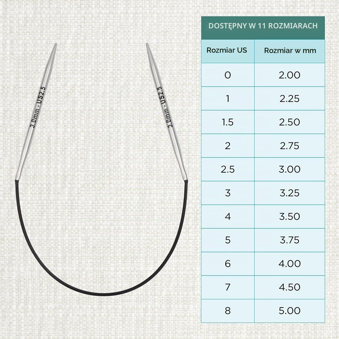 Thumbnail 3 de KnitPro Nova Metal – druty na żyłce 3,00 mm, 25 cm, mosiężne