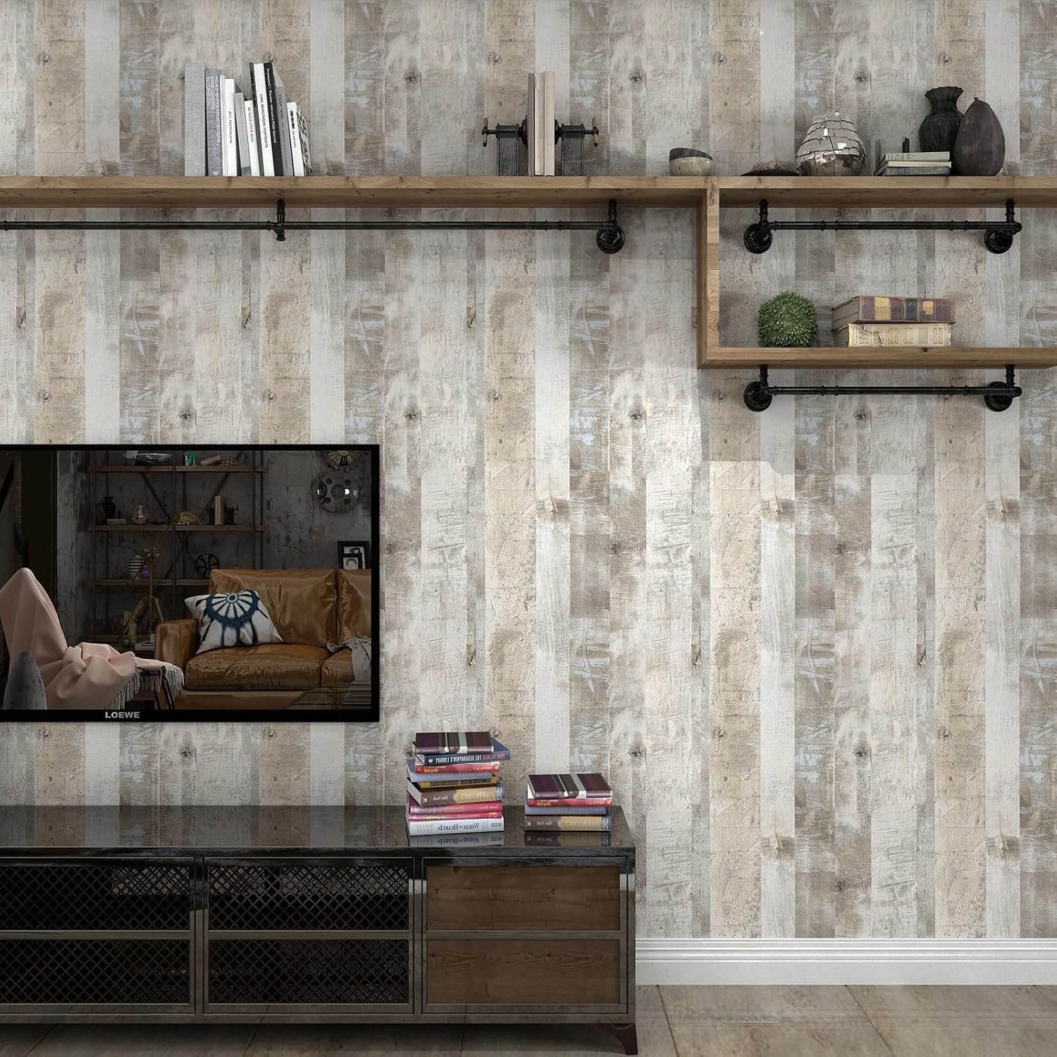 Detalle de Yenhome Tapete Selbstklebend Holzoptik 60x300 cm