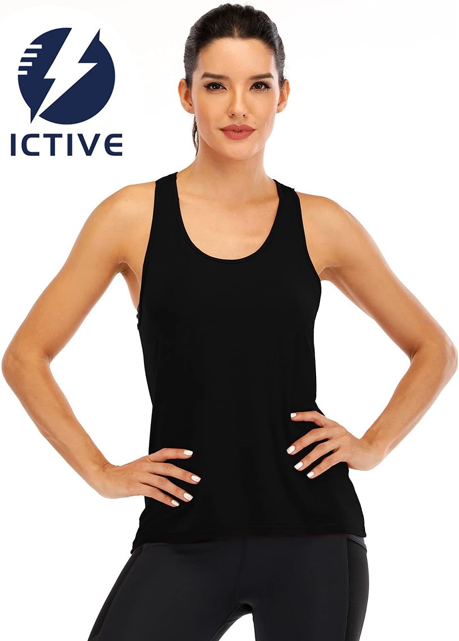 Thumbnail 1 de ICTIVE Women’s Cross Back Backless Workout Tops (Racerback Tank, Keyhole Detail)
