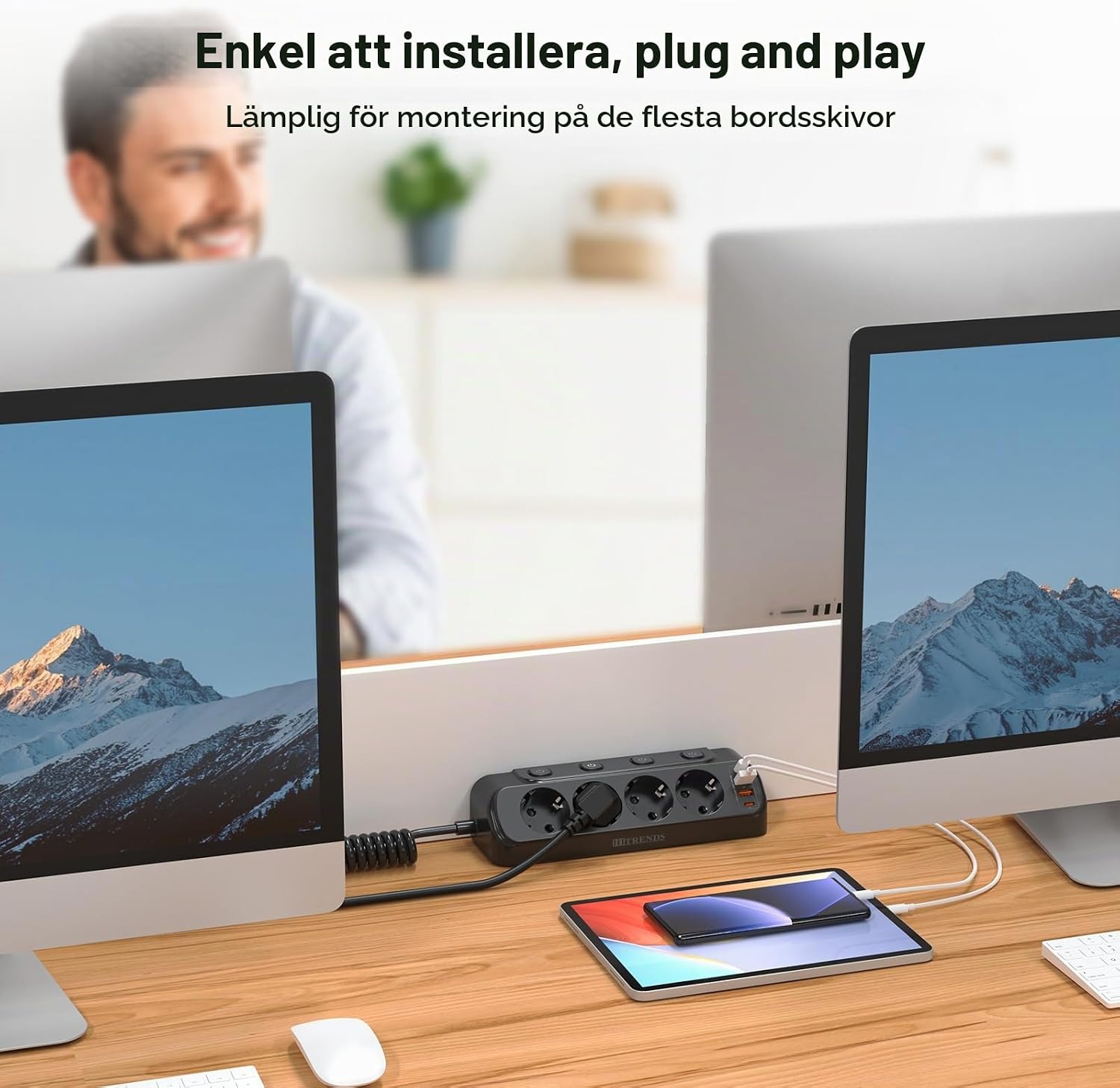 Thumbnail 6 de HITRENDS Black bordsuttag med USB-C PD 20 W och fyra strömbrytare