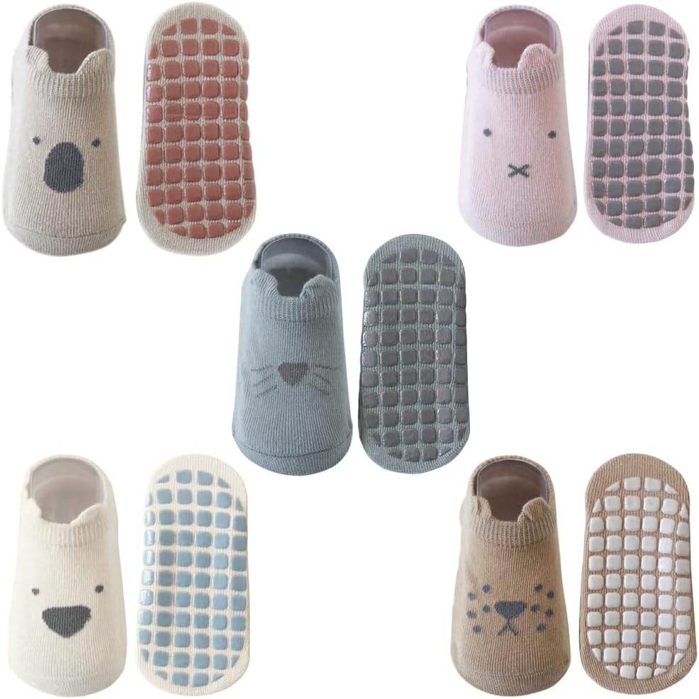 Detalle de Exemaba Baby non-slip grip ankle socks (5 pairs) for toddlers – cartoon anti-skid socks