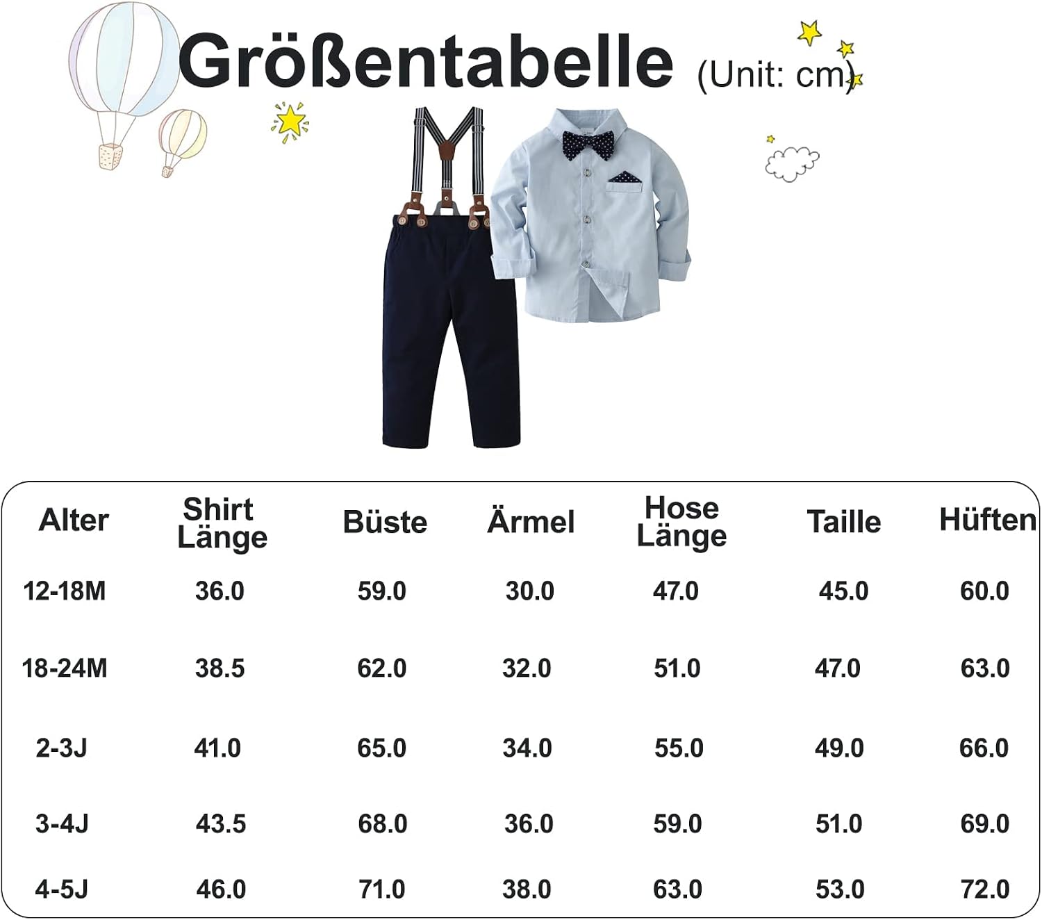 Detalle de Amissz Baby Jungen Gentleman Set – Festliche Kleidung, Hemd/Hosenträger/Hose, 1–10 Jahre