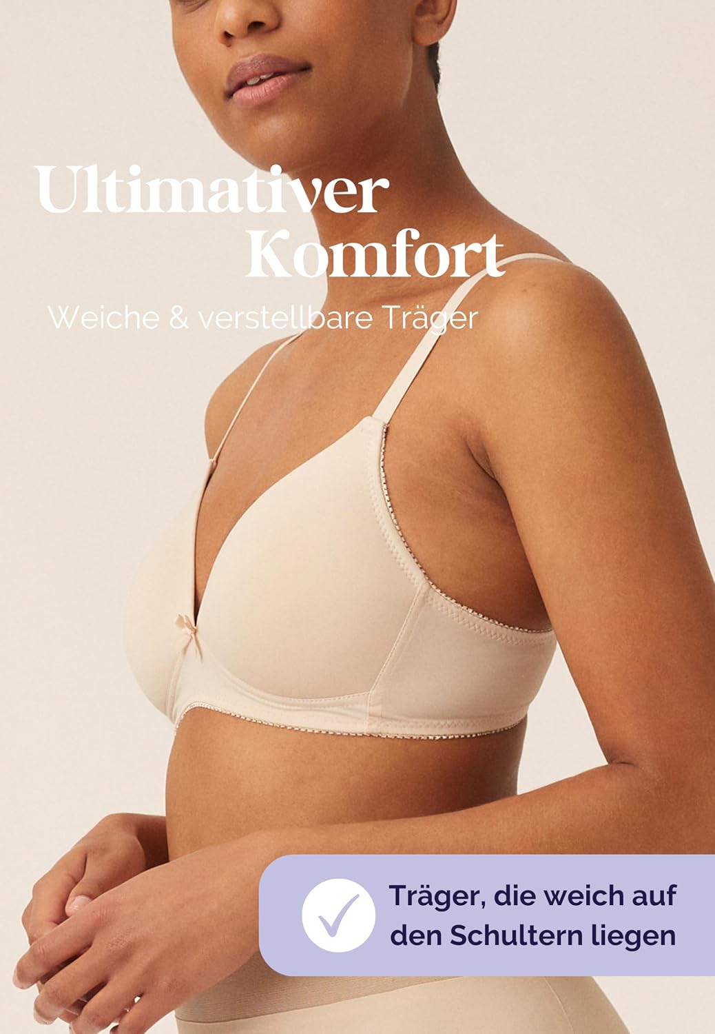 Detalle de Naturana Soft-BH ohne Bügel mit Schale – Cup A-D, optimaler Sitz und Halt