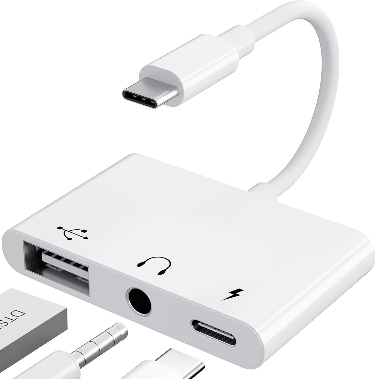 Detalle de LXJADAP USB C audio 3 in 1 60 W