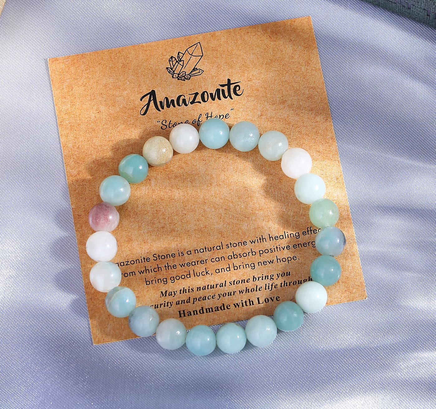 Thumbnail 1 de Sahoottie Amazonite Crystal Beaded Bracelet for Women – 7.5in Elastic 8mm Beads