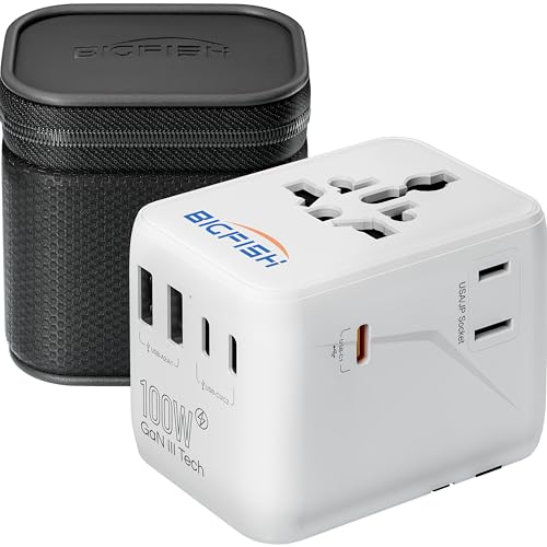 Detalle de Bigfish Universal Travel Adapter Worldwide, 100W GaN USB-C Charger (C1 Port)