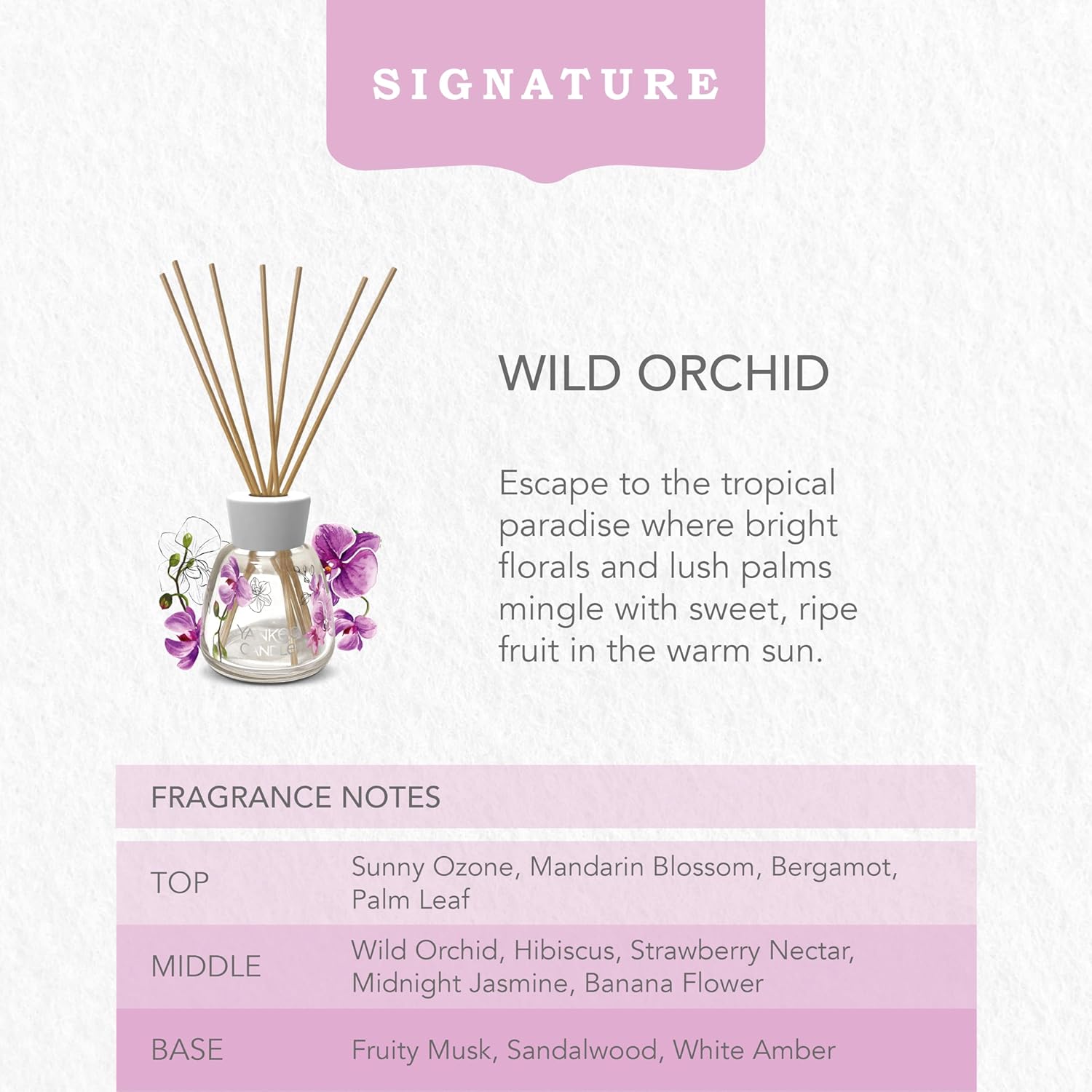 Detalle de Yankee Candle Signature brins diffuseur Orchidée Sauvage – 10 semaines, rotin naturel