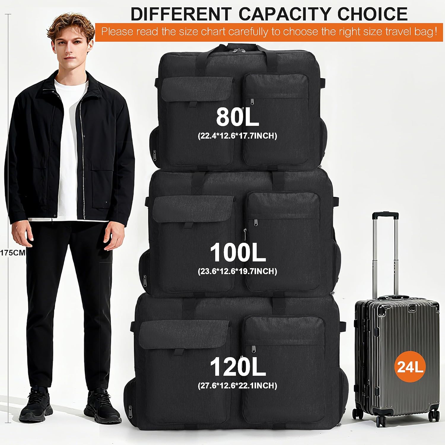 Detalle 2 de Sac de Voyage Pliable 100L avec Compartiment à Chaussures – Grand Sac Léger et Polyvalent