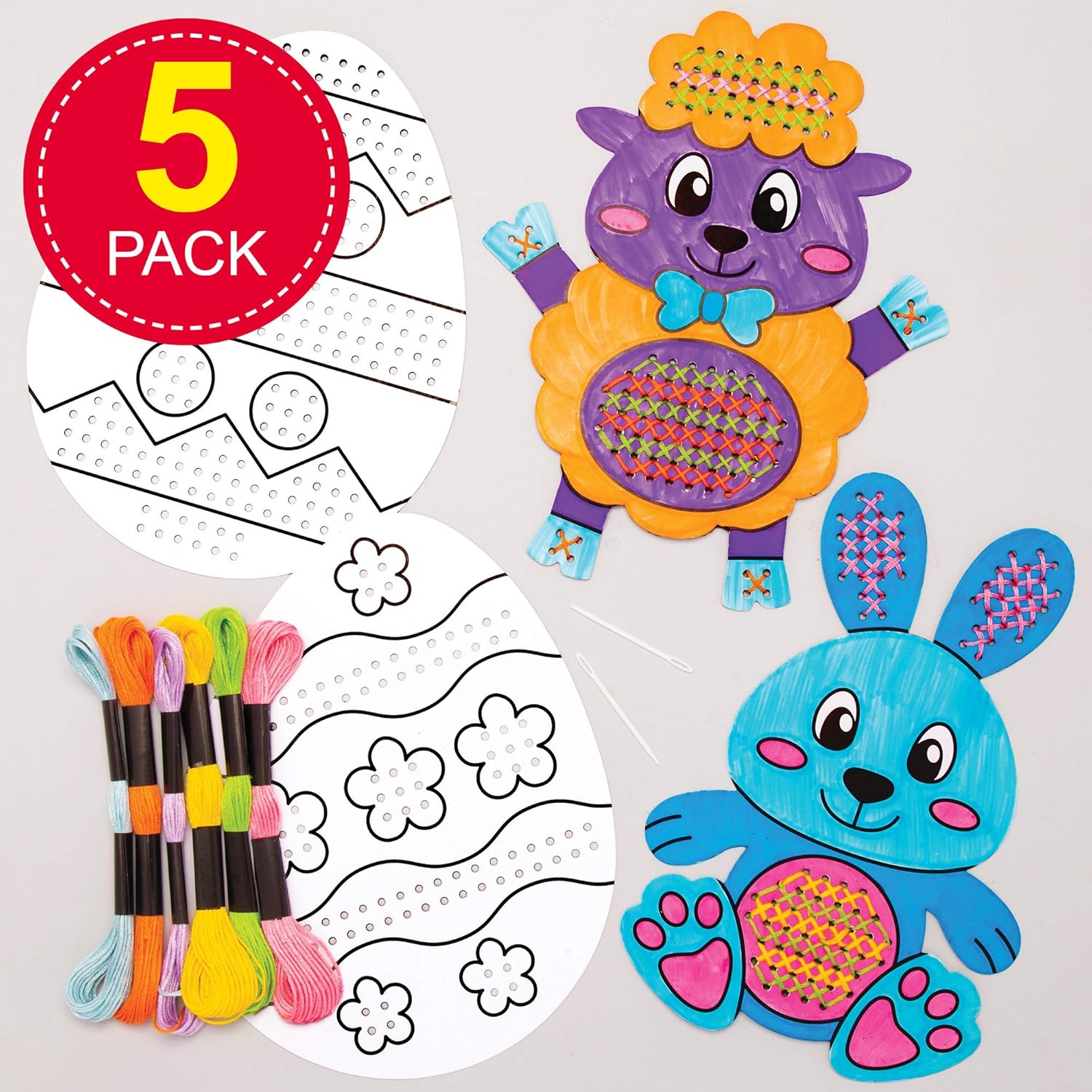 Thumbnail 1 de Baker Ross Pasqua a colori a punto croce, confezione da 5 (AT505) – kit di cucito per bambini