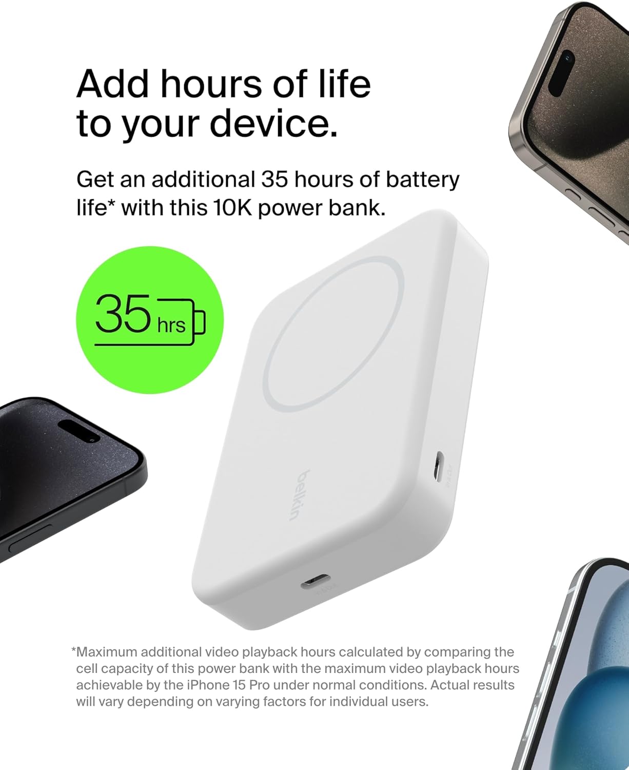 Thumbnail 2 de Belkin BoostCharge Pro Wireless Power Bank 10000mAh with Qi2 and MagSafe — Portable Charging with built-in Kickstand