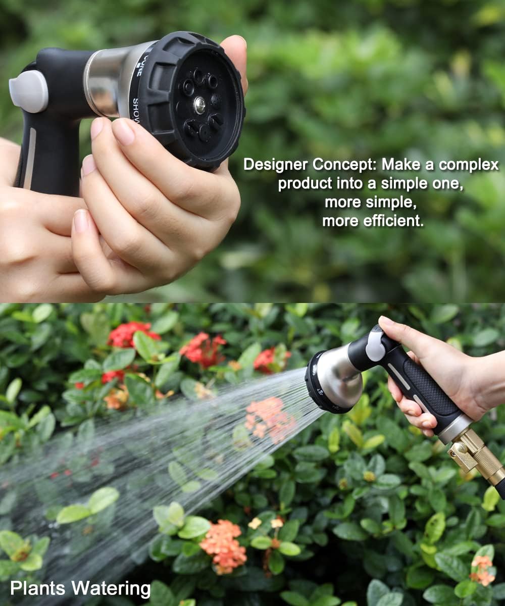 Thumbnail 6 de ESOW Garden Hose Nozzle, 8 Spray Patterns, Zinc Alloy, Thumb Control
