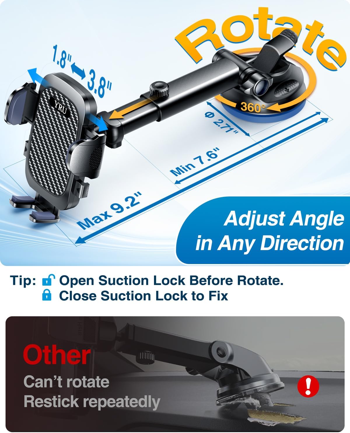 Thumbnail 3 de YRU True Military-Grade 90+LBS Car Mount