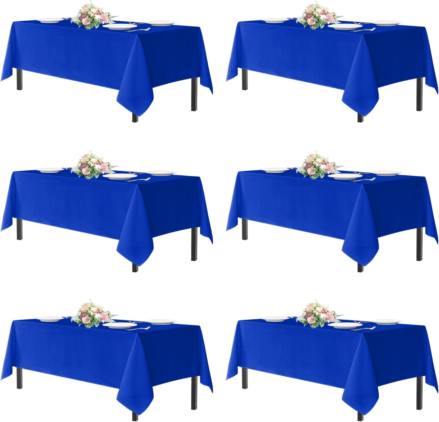 Detalle de Sancua Royal Blue Tablecloth for 8 Foot Rectangle Tables (6 Pack) – 60x120 Inch, Reusable Polyester