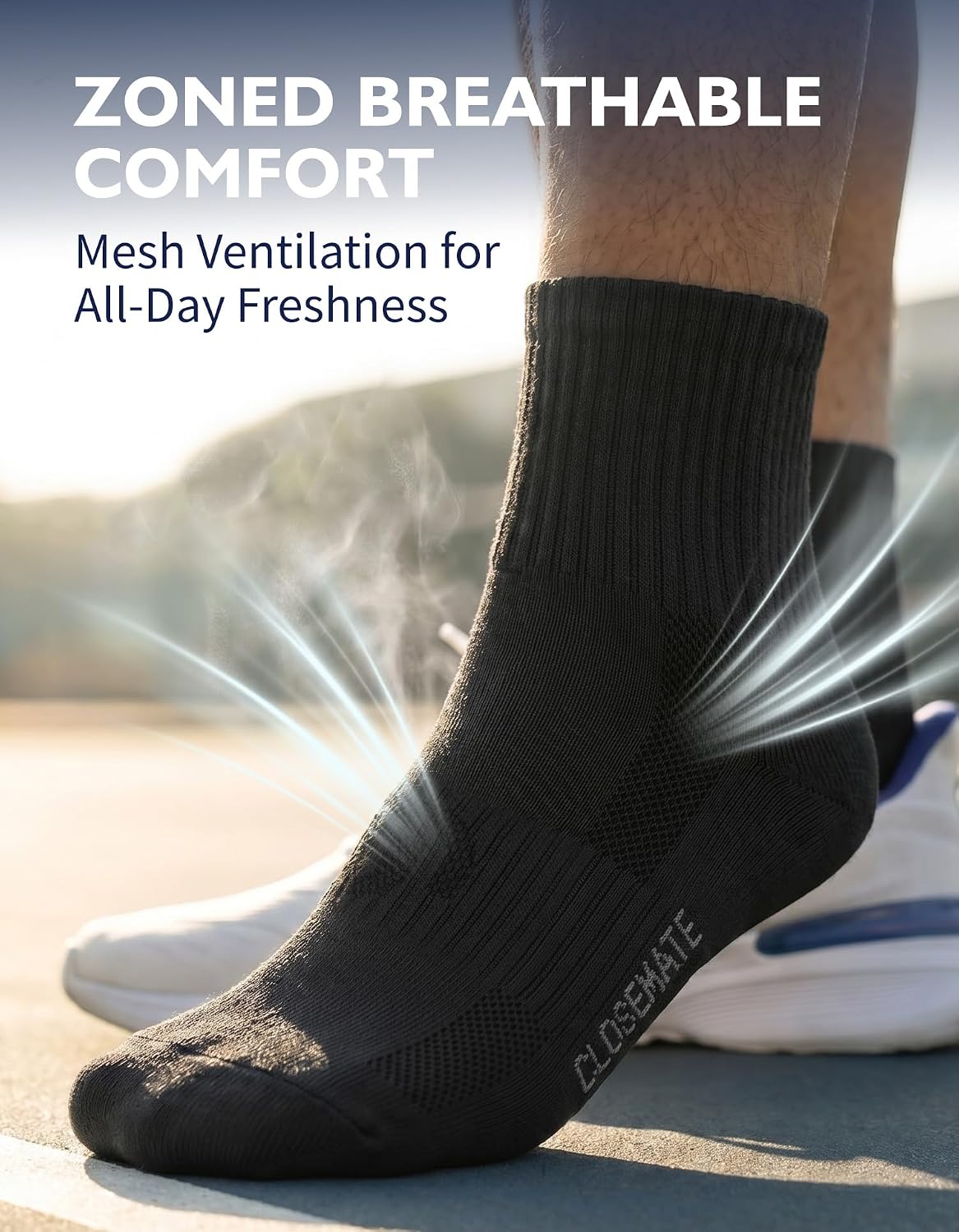 Detalle 2 de CLOSEMATE Trainer Socks, Cotton Blend, Cushioned Sole & Arch Support, 3 Pairs