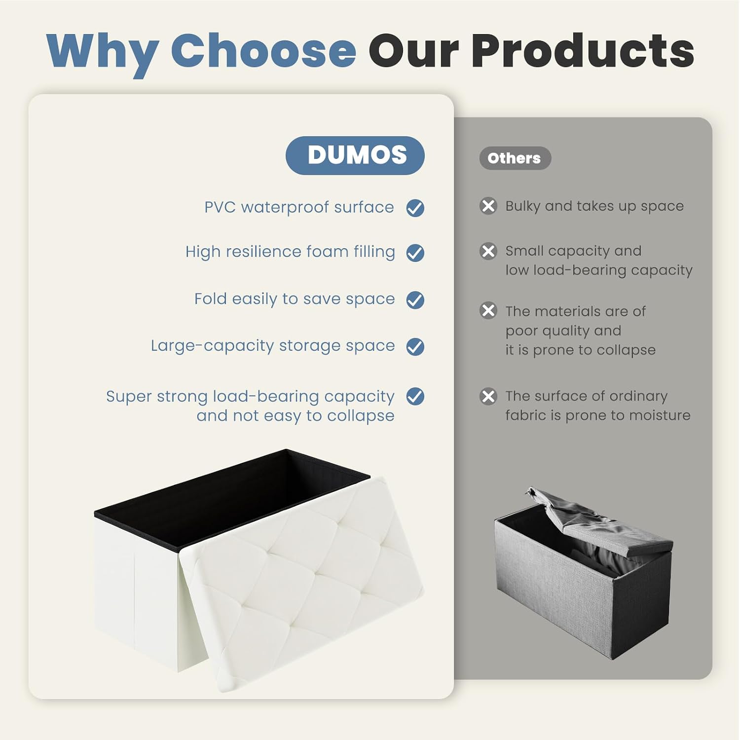Thumbnail 6 de DUMOS Storage Ottoman 30-Inch