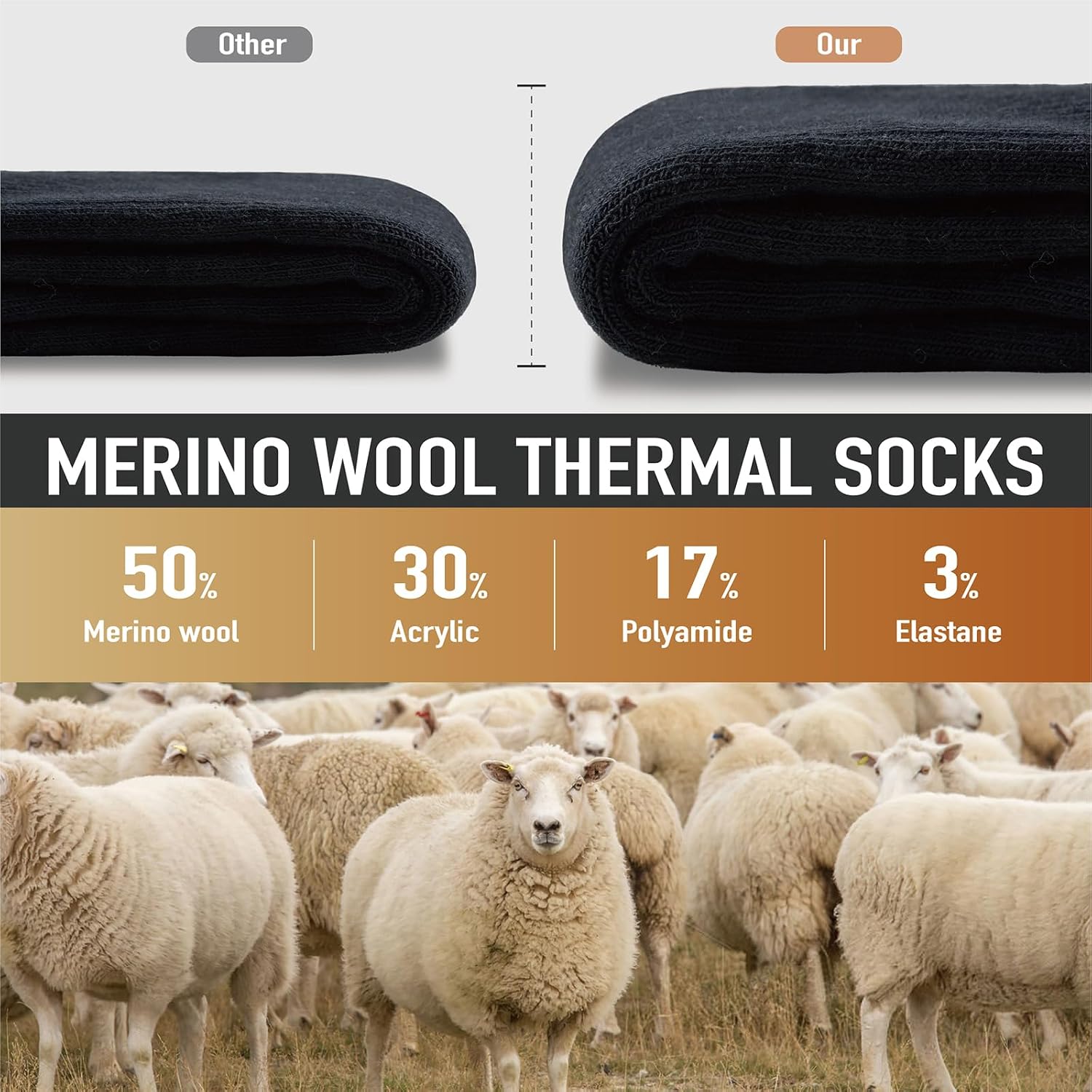 Thumbnail 3 de Merino wool hiking socks 3 pairs