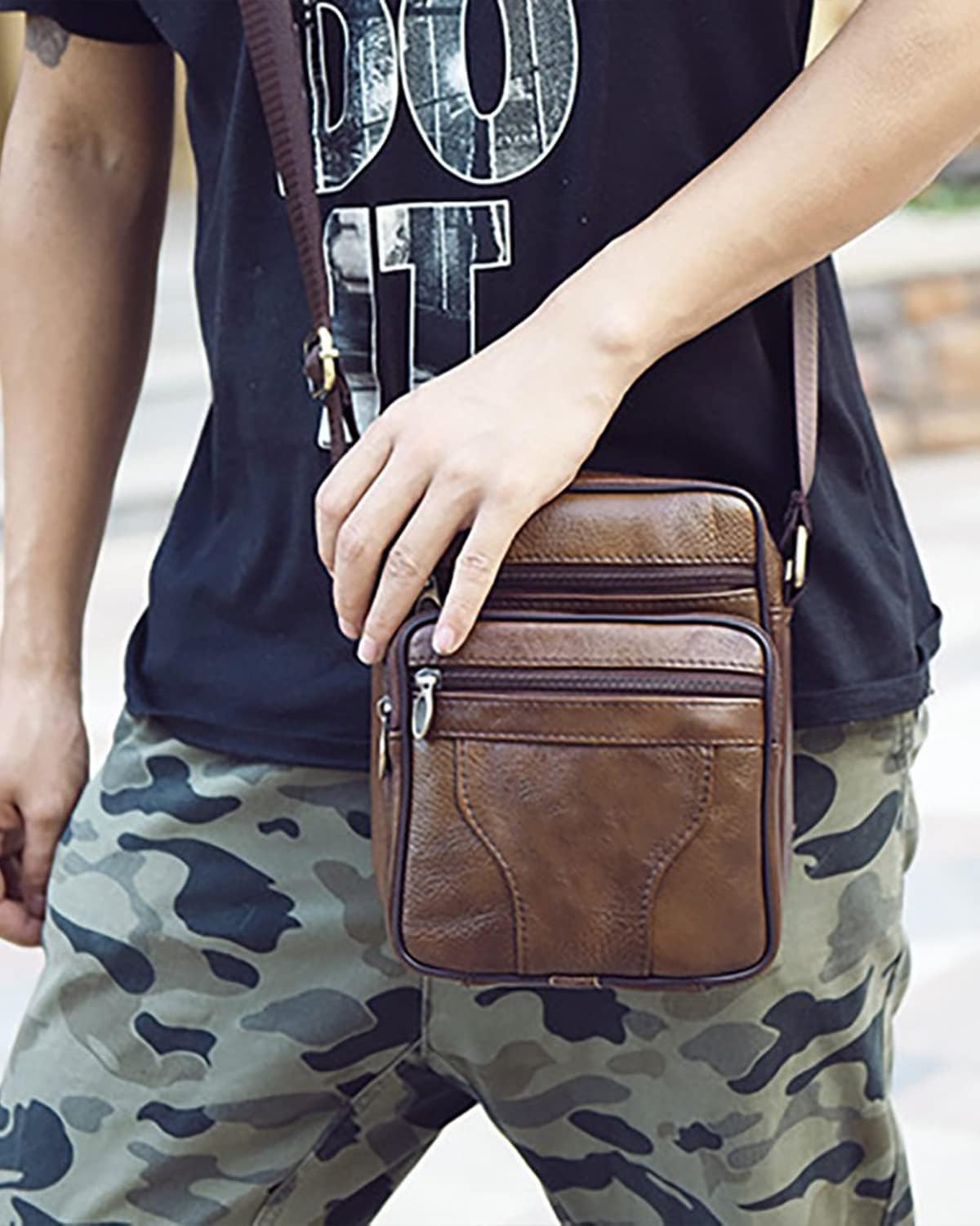 Thumbnail 1 de Realmark sac à bandoulière en cuir pour homme (petit sac messager, cuir véritable vintage)