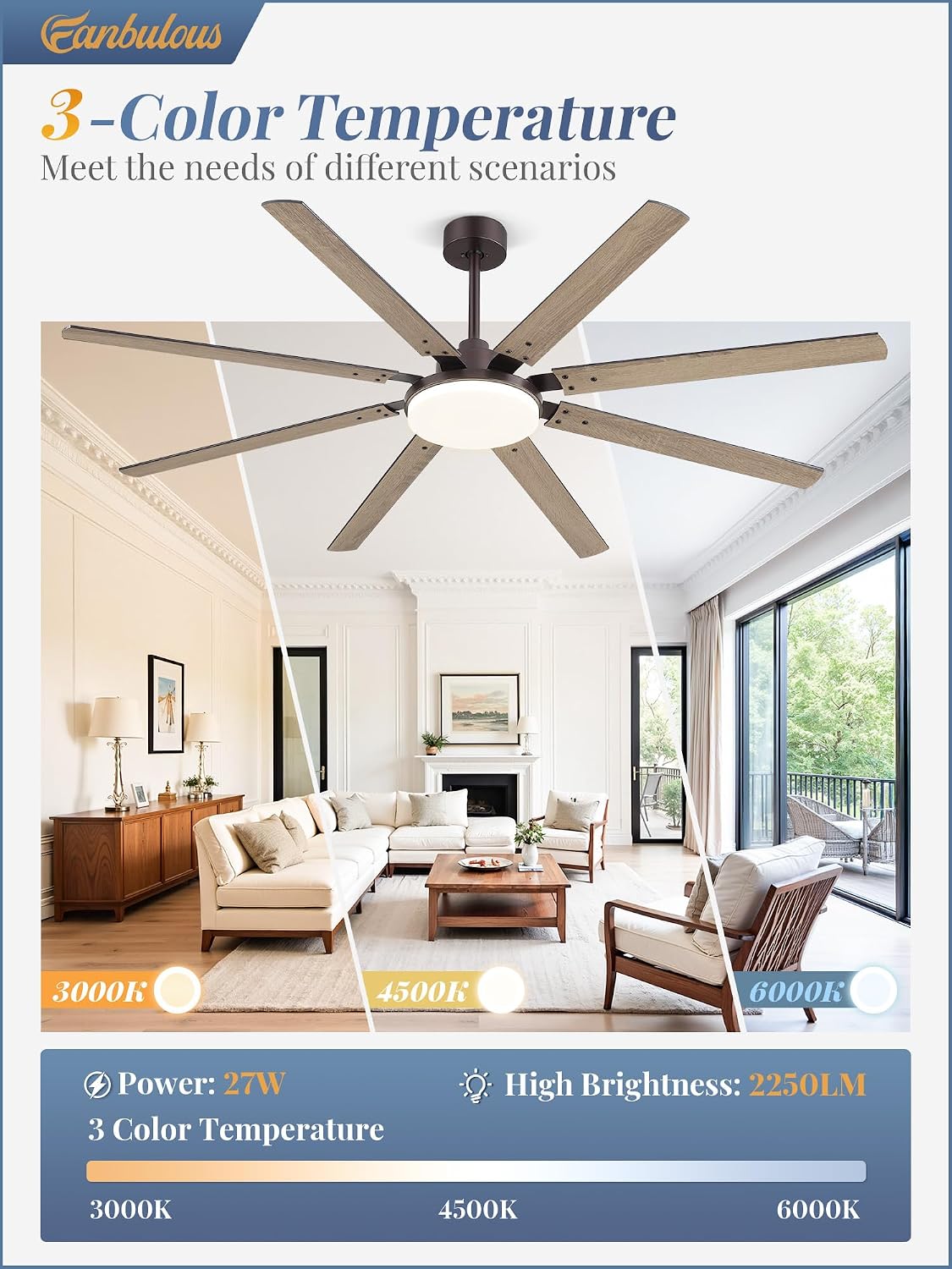 Thumbnail 3 de Fanbulous ceiling fan with light, 72-inch