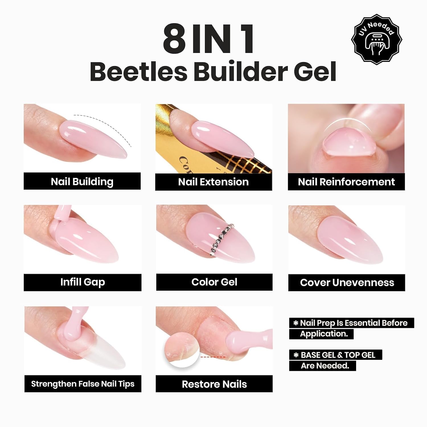 Detalle 2 de Beetles Builder Gel for Nails: 8-in-1 Natural Nude for Instant Apex & Strength