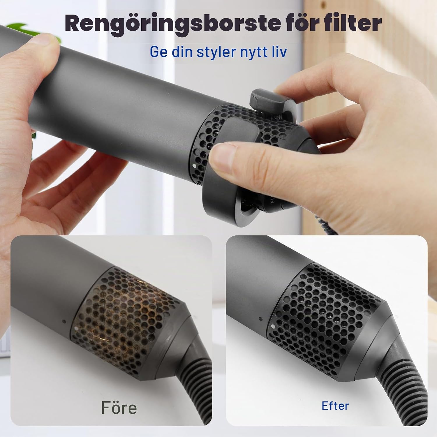 Detalle 2 de Chuancheng 96976001 filterrengöringsborste för Dyson Airwrap HS01 och HS05