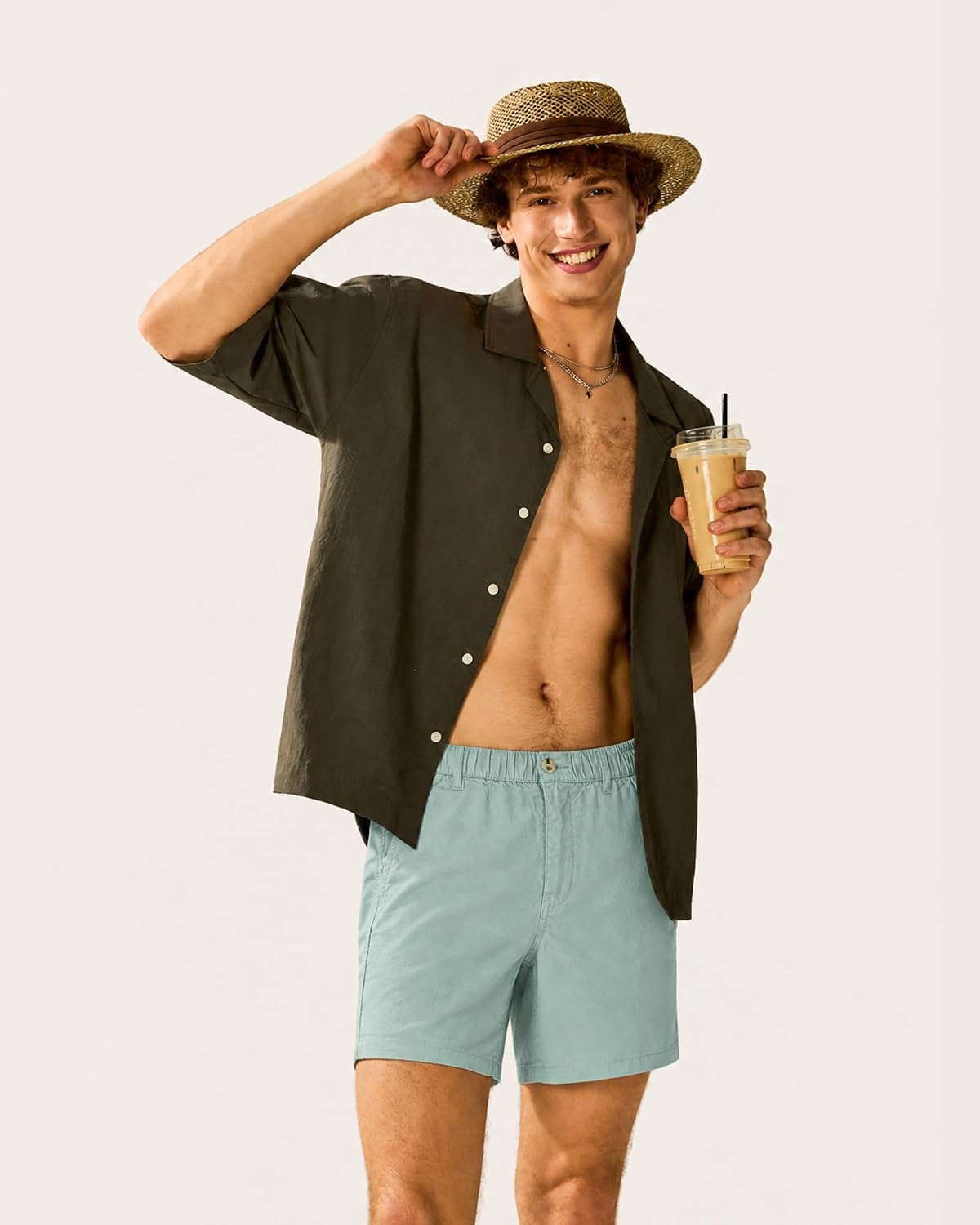 Thumbnail 6 de maamgic Men's Classic-fit 5.5" Cotton Shorts with Elastic Waistband and Multi-Pocket Design