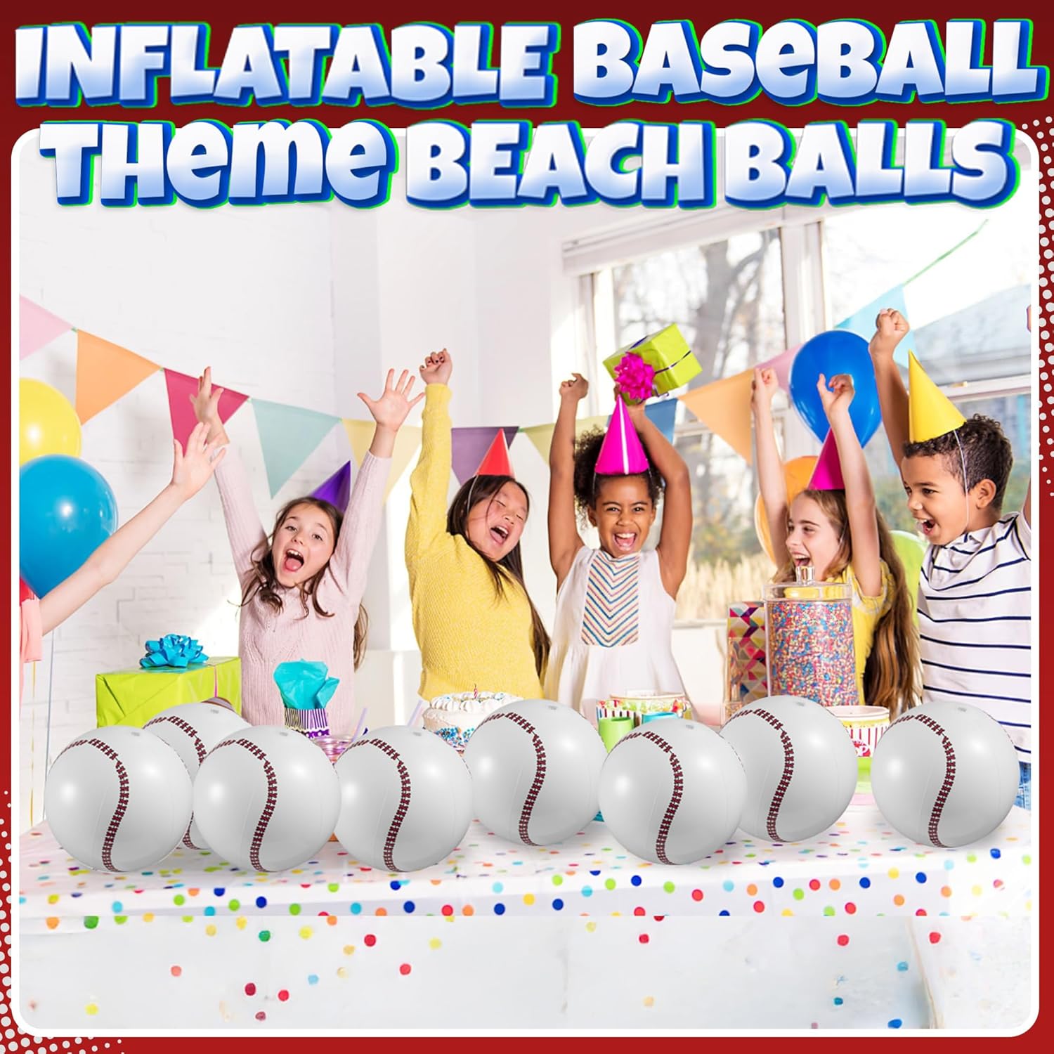 Thumbnail 4 de Bedwina Inflatable Baseball Beach Balls (Pack of 12) – 16-inch Pool Party Toys & Decorations