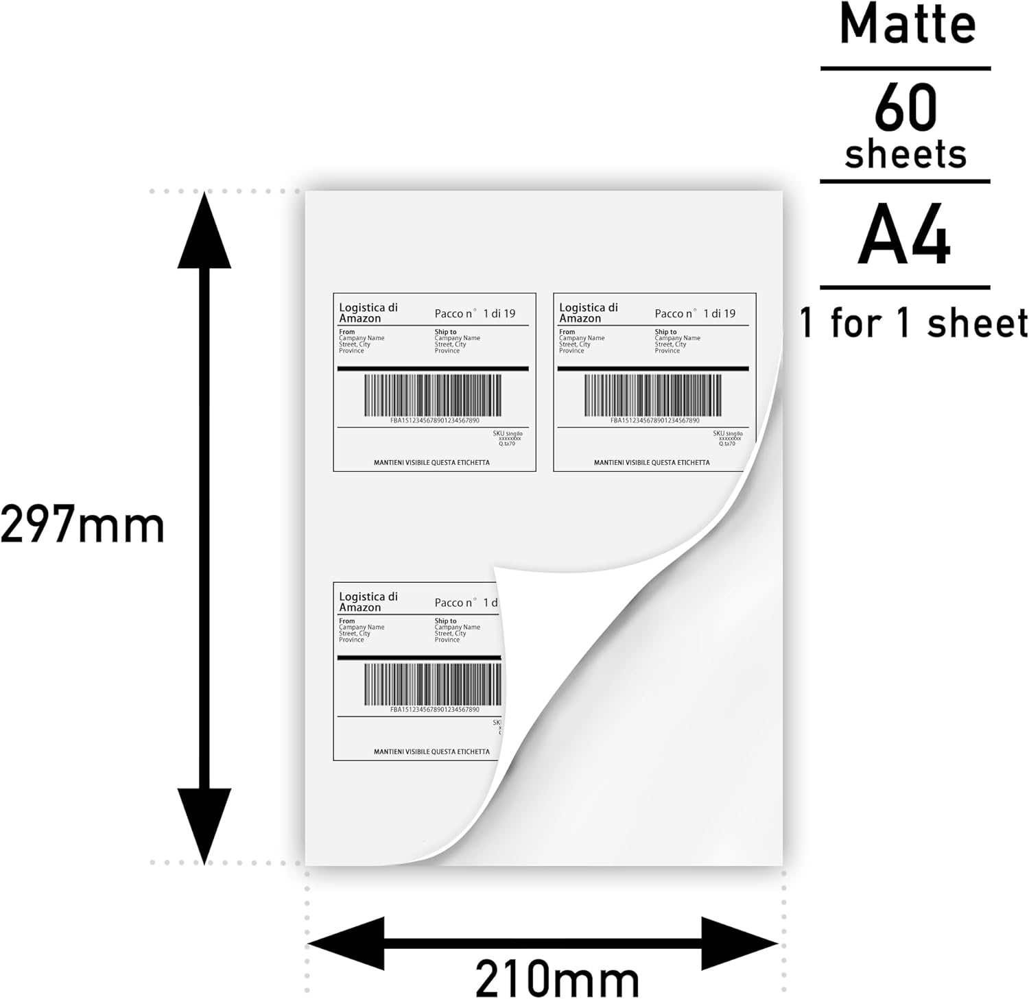 Thumbnail 2 de akaca Carta Adesiva Opaco A4 60 fogli 🏷️