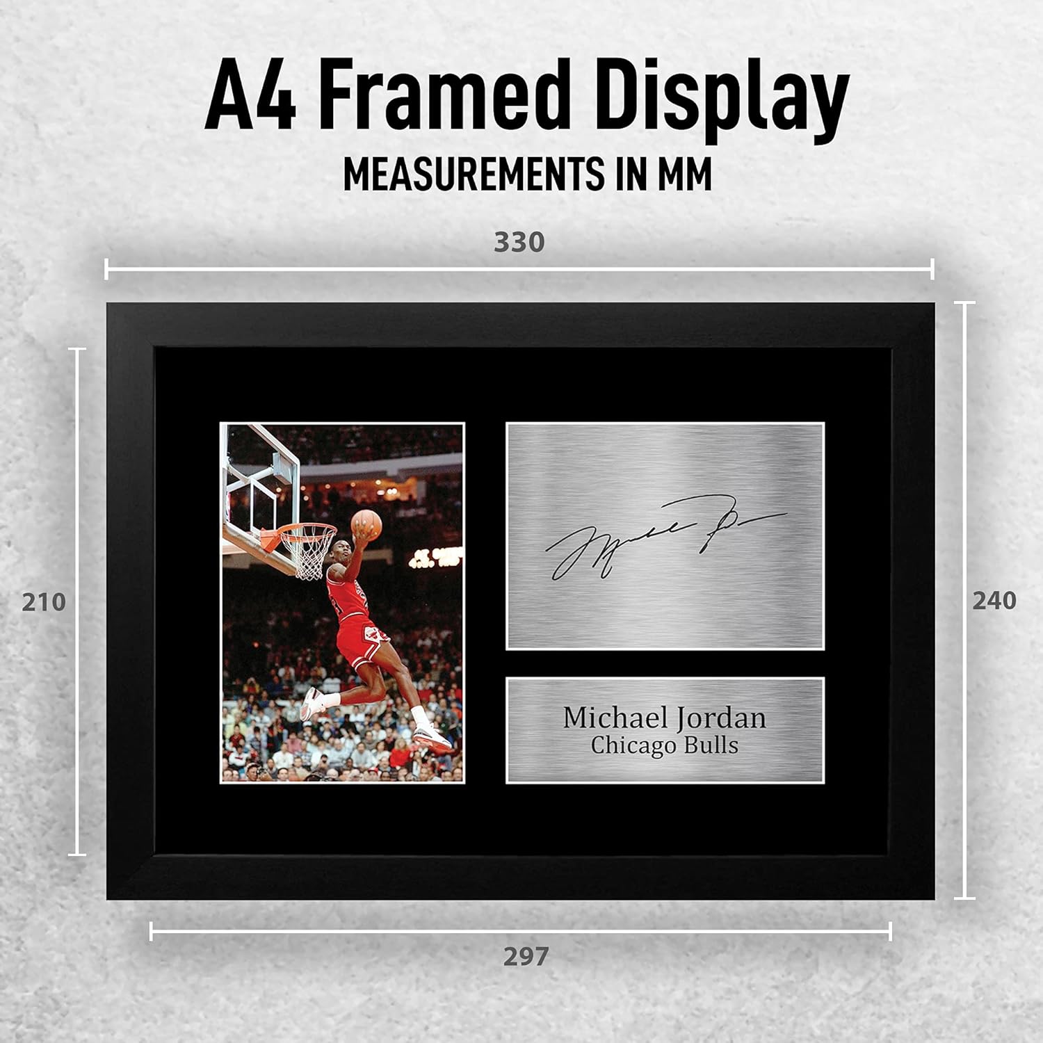 Thumbnail 1 de HWC Trading Michael Jordan Gift Signed, Framed A4 Printed Autograph Chicago Bulls Photo Display
