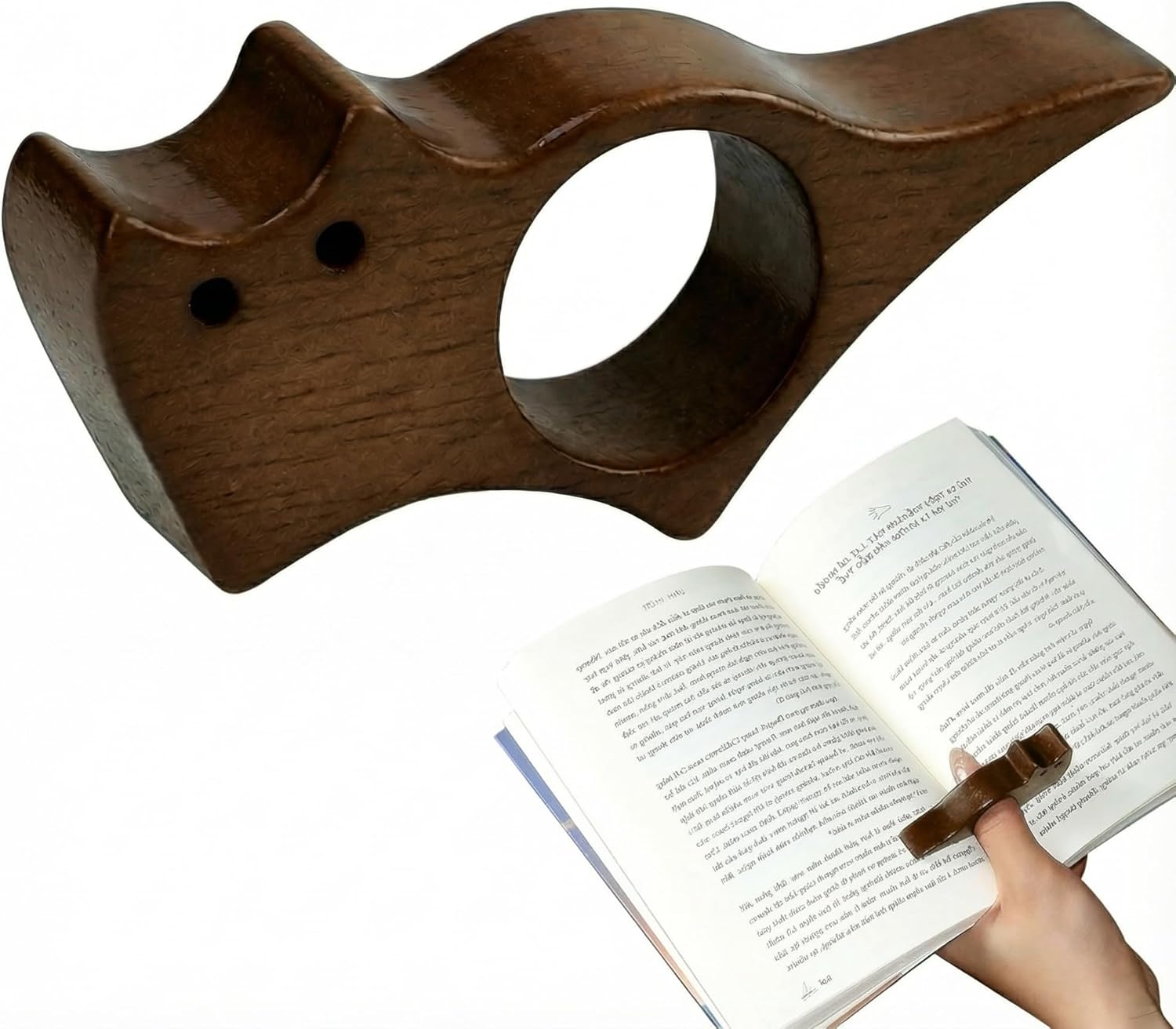 Book Page Holder, Wood Thumb Page Holder for Reading