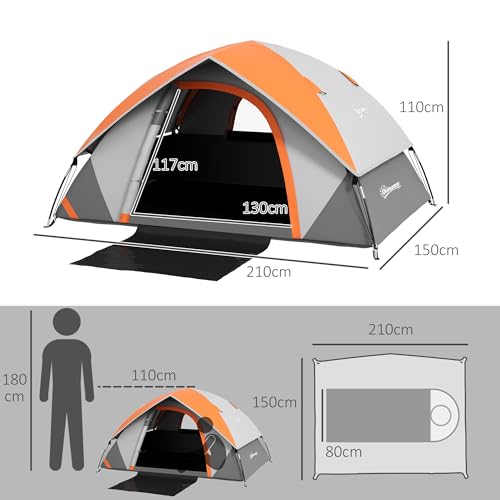 Thumbnail 6 de Outsunny Tienda de Campaña para 2 Personas: plegable, impermeable 3000 mm y diseño ligero