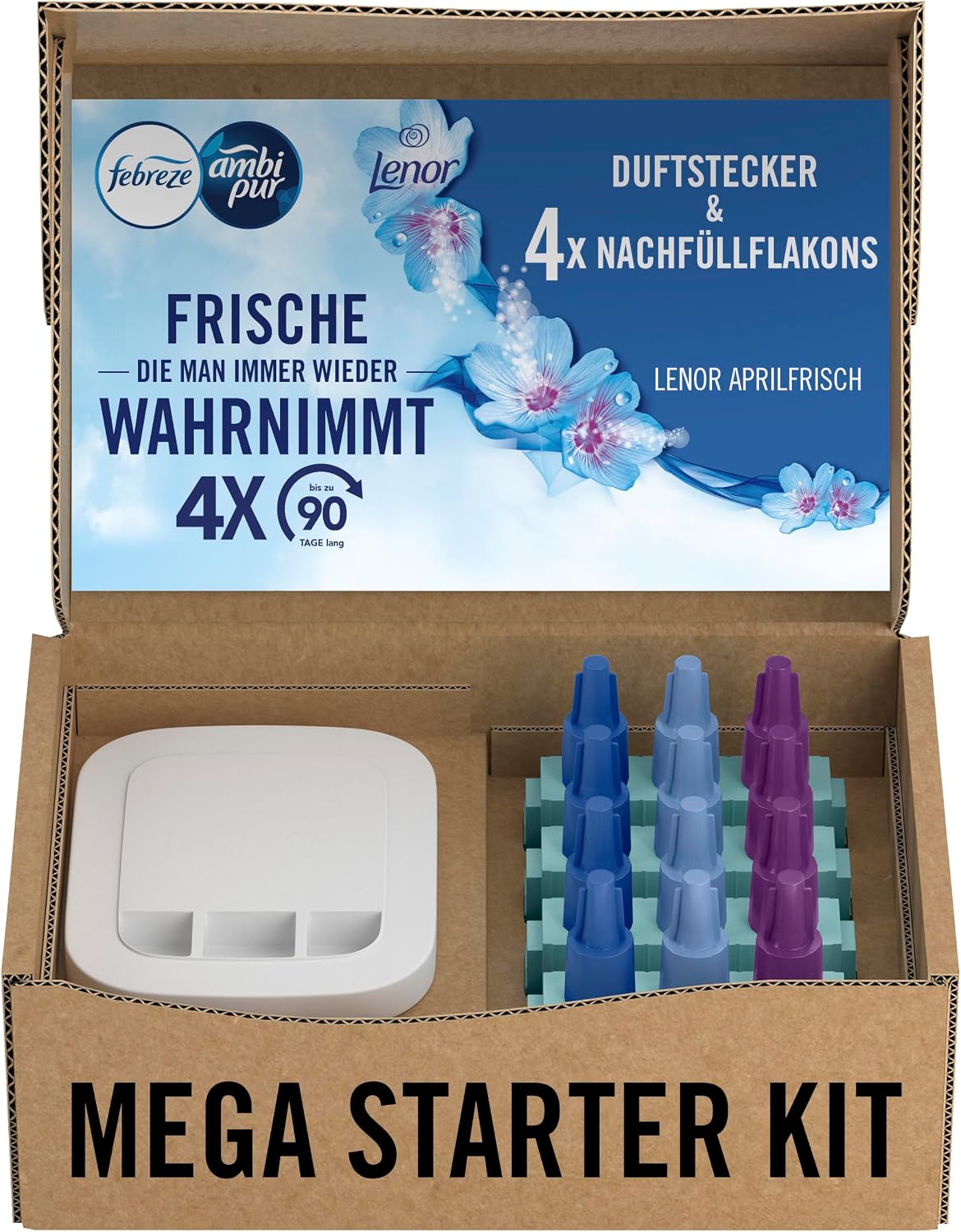 Detalle de Febreze 3Volution programmierbarer Lufterfrischer Starter-Kit mit Duftstecker + 4 Nachfüllflakons (Aprilfrisch)