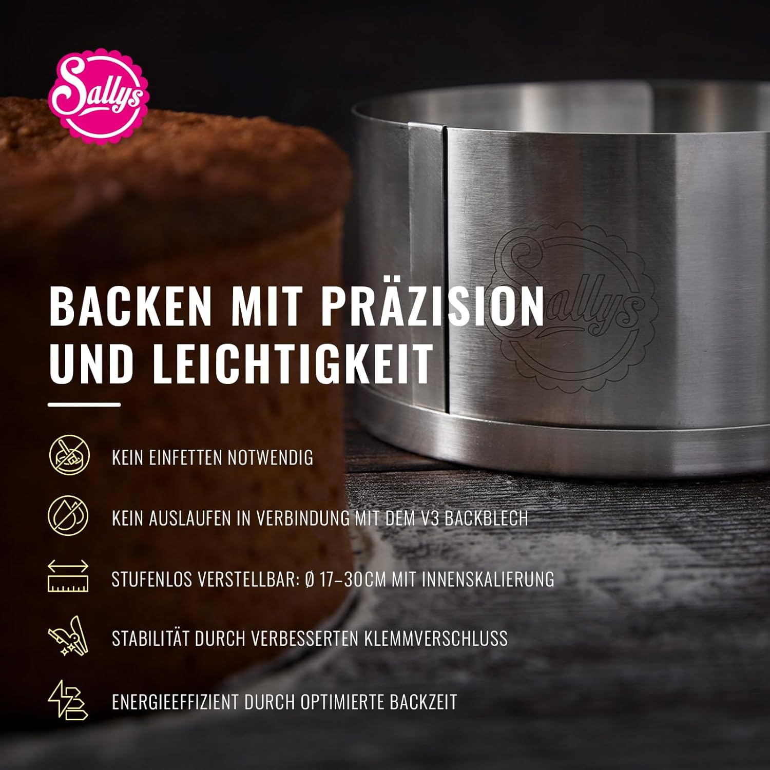 Detalle de Sallys Tortenring 10 cm, 17–30 cm ⚙