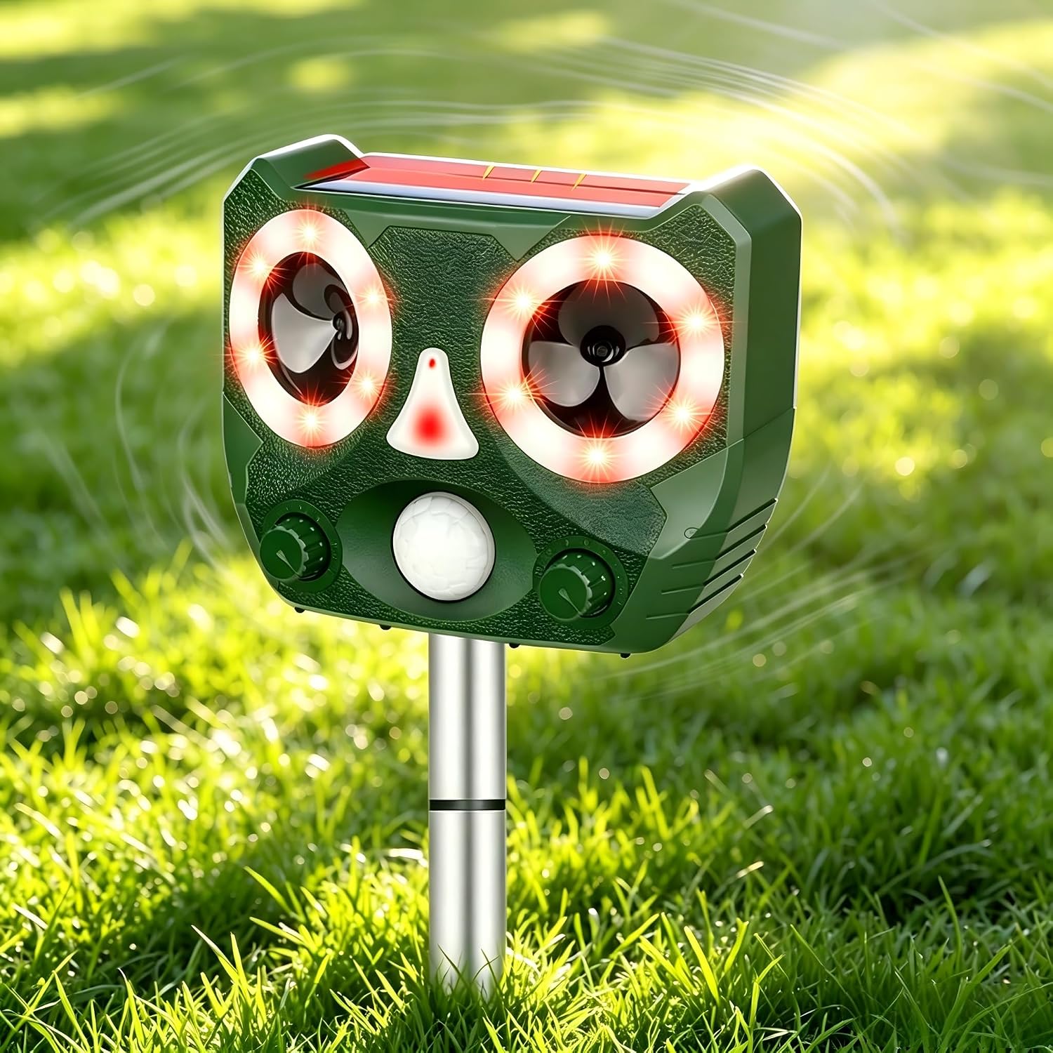 Detalle de Lsbtaucp SJZ-119A Solar Animal Deterrent with 5 Modes and USB Charging