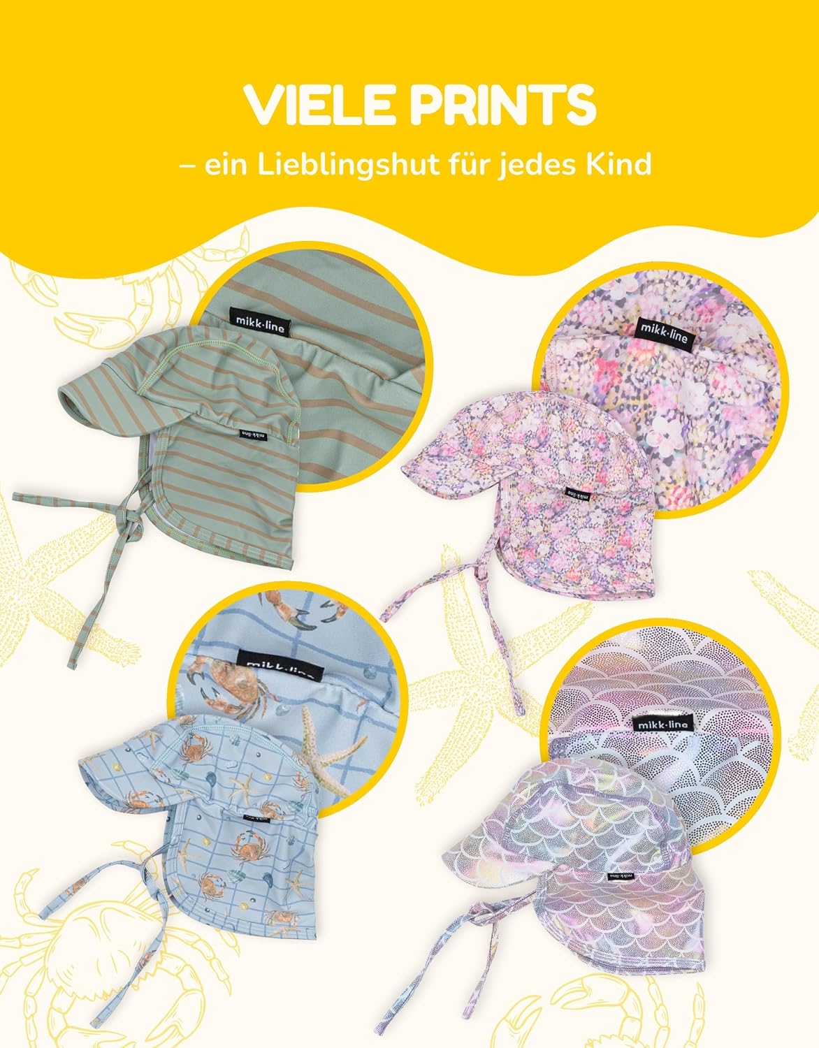 Thumbnail 3 de Mikk-line Chapeau de soleil pour bébé avec protection de la nuque – Chapeau d'été léger à visière et cordons