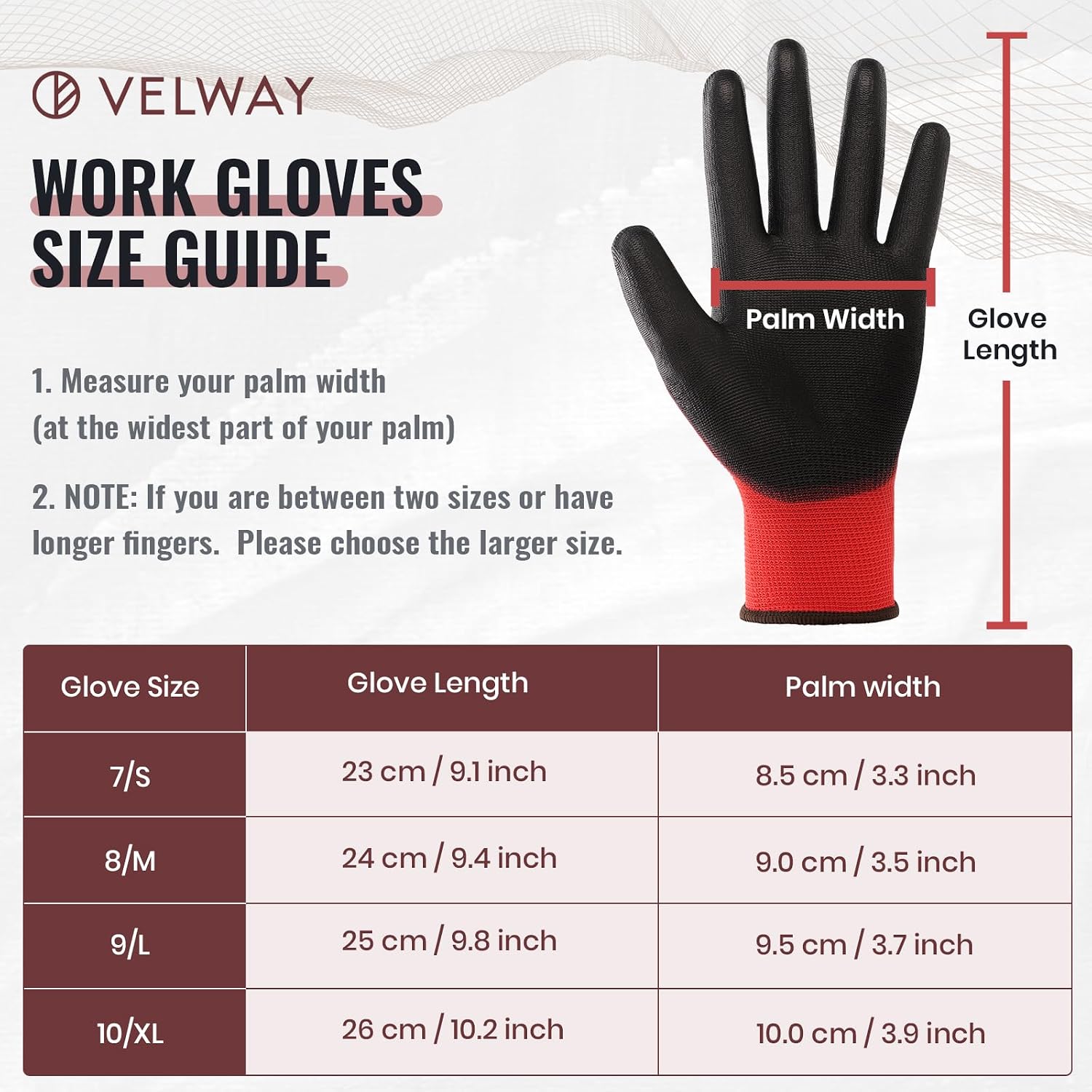 Thumbnail 5 de Velway 12 Pairs Safety Work Gloves (Size L/9) – Breathable Non-Slip PU Grip for General Duty Work